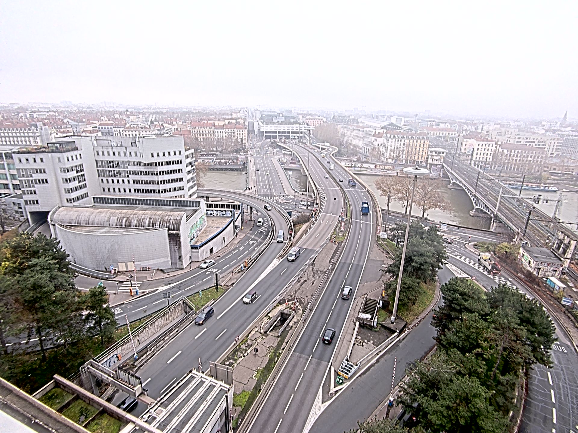 Caméra autoroute à Lyon Perrache à l'entrée Sud du Tunnel sous Fourvière, en direction de Marseille