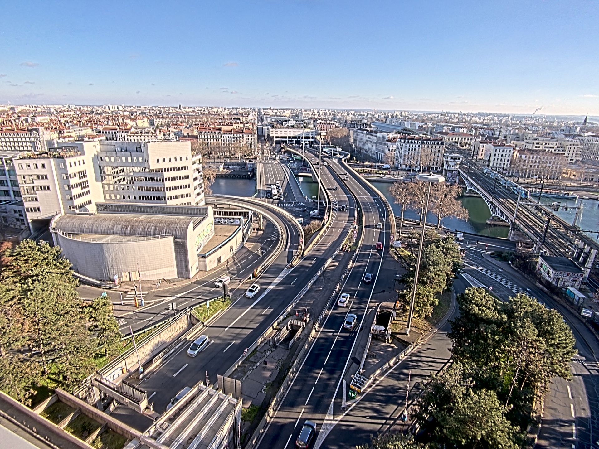 Caméra autoroute à Lyon Perrache à l'entrée Sud du Tunnel sous Fourvière, en direction de Marseille