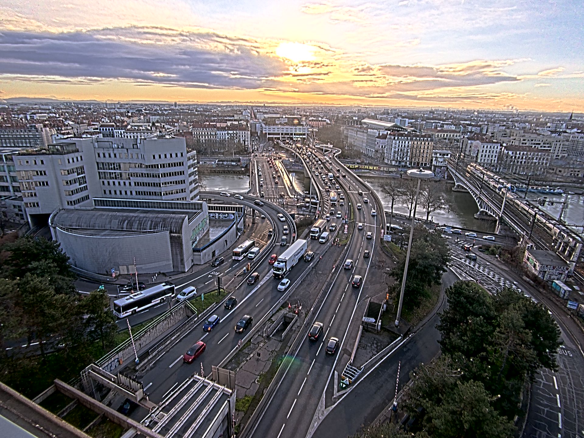 Caméra autoroute à Lyon Perrache à l'entrée Sud du Tunnel sous Fourvière, en direction de Marseille