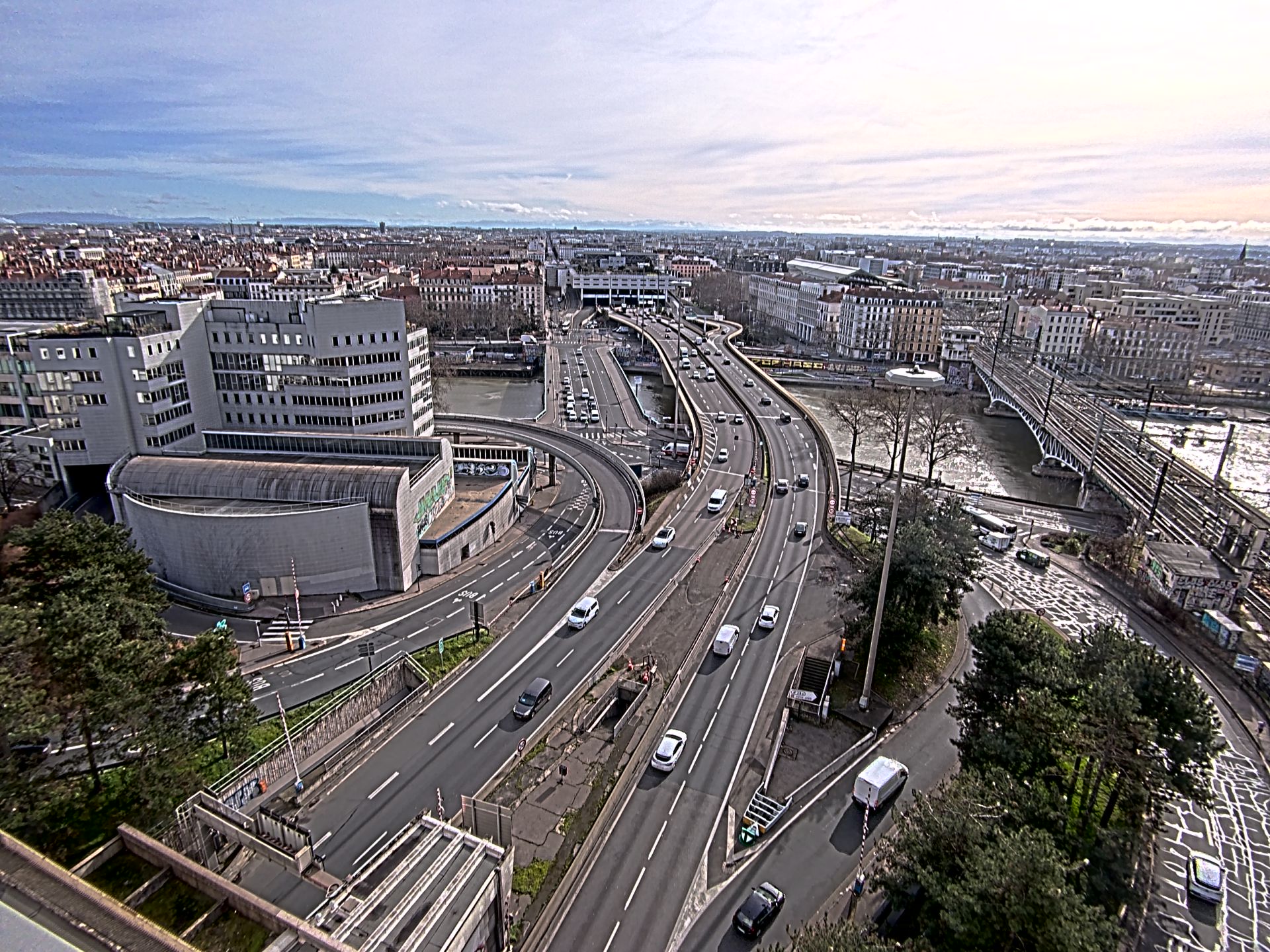 Caméra autoroute à Lyon Perrache à l'entrée Sud du Tunnel sous Fourvière, en direction de Marseille