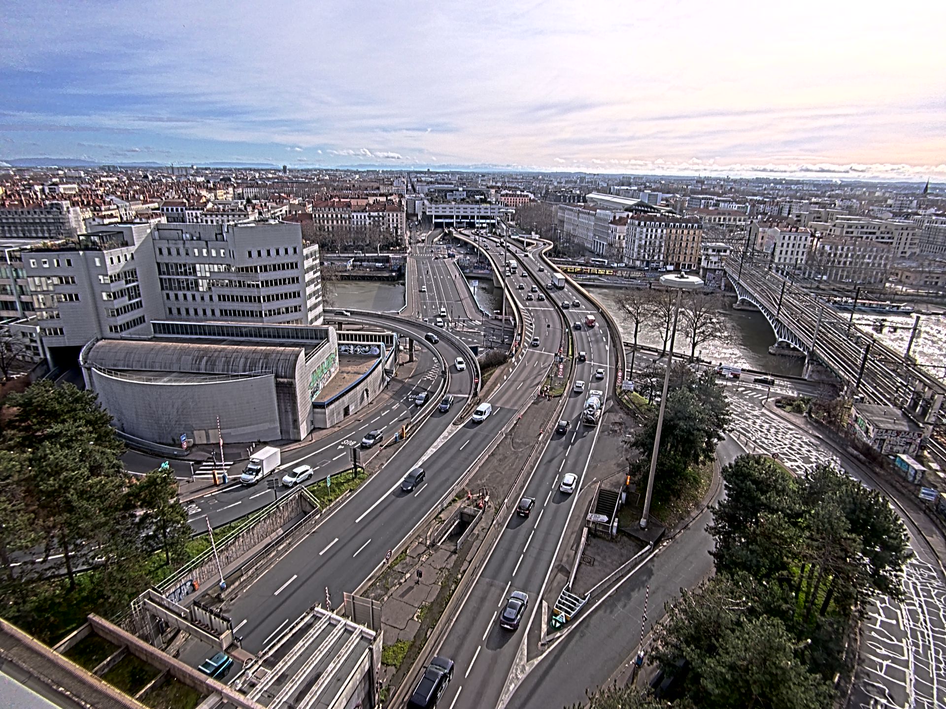 Caméra autoroute à Lyon Perrache à l'entrée Sud du Tunnel sous Fourvière, en direction de Marseille
