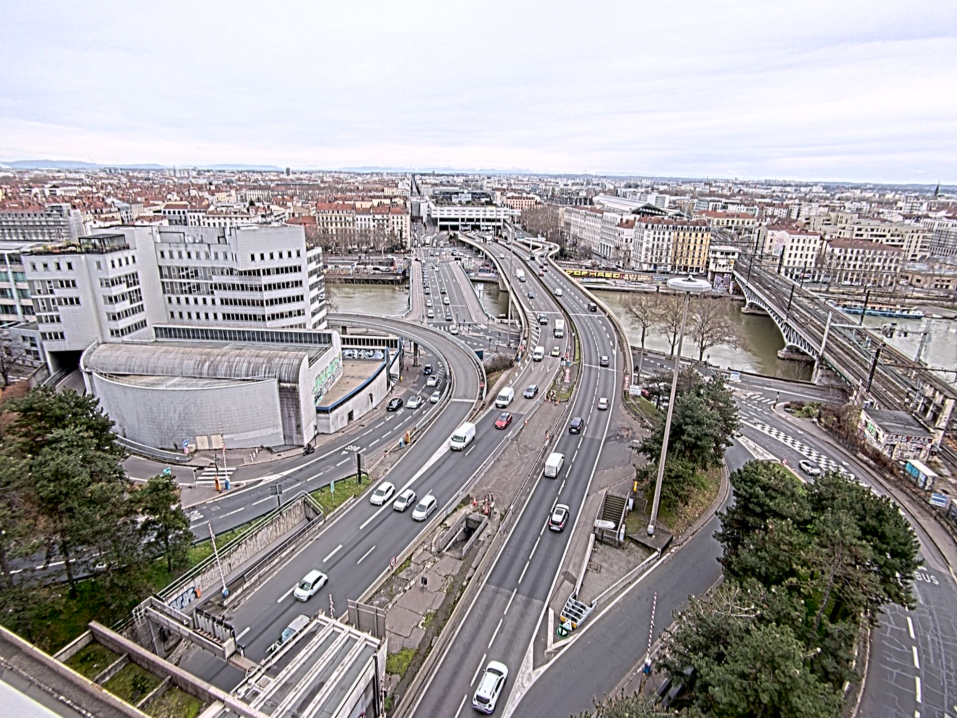 Caméra autoroute à Lyon Perrache à l'entrée Sud du Tunnel sous Fourvière, en direction de Marseille