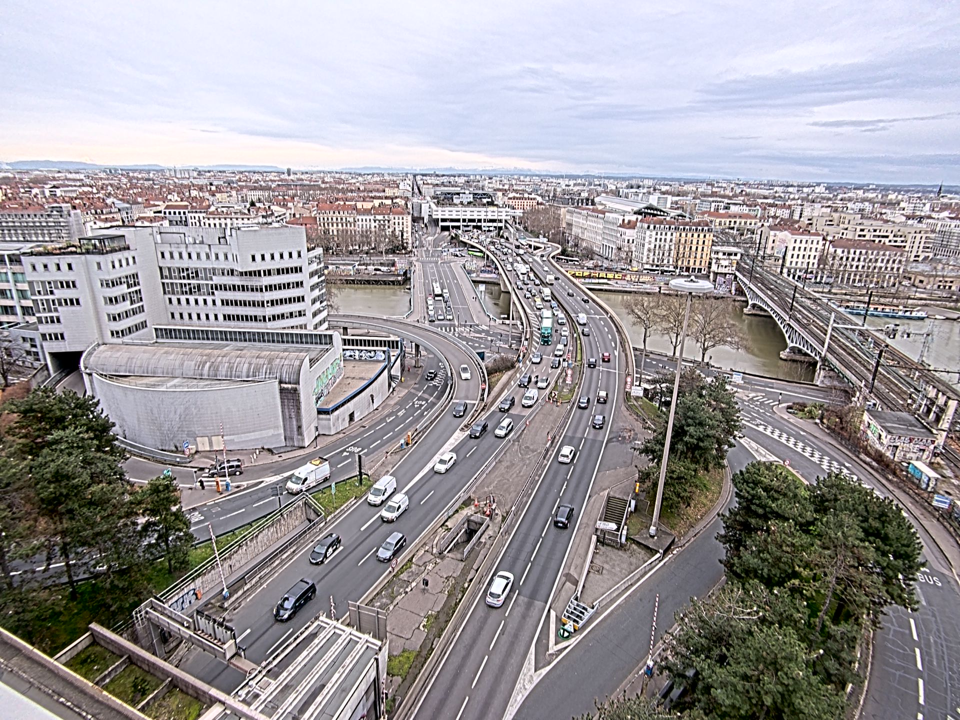 Caméra autoroute à Lyon Perrache à l'entrée Sud du Tunnel sous Fourvière, en direction de Marseille