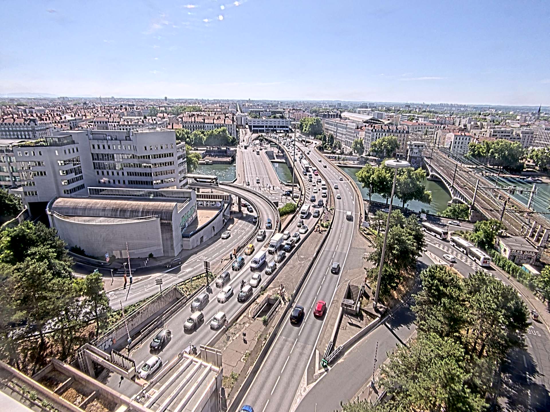 Caméra autoroute à Lyon Perrache à l'entrée Sud du Tunnel sous Fourvière, en direction de Marseille