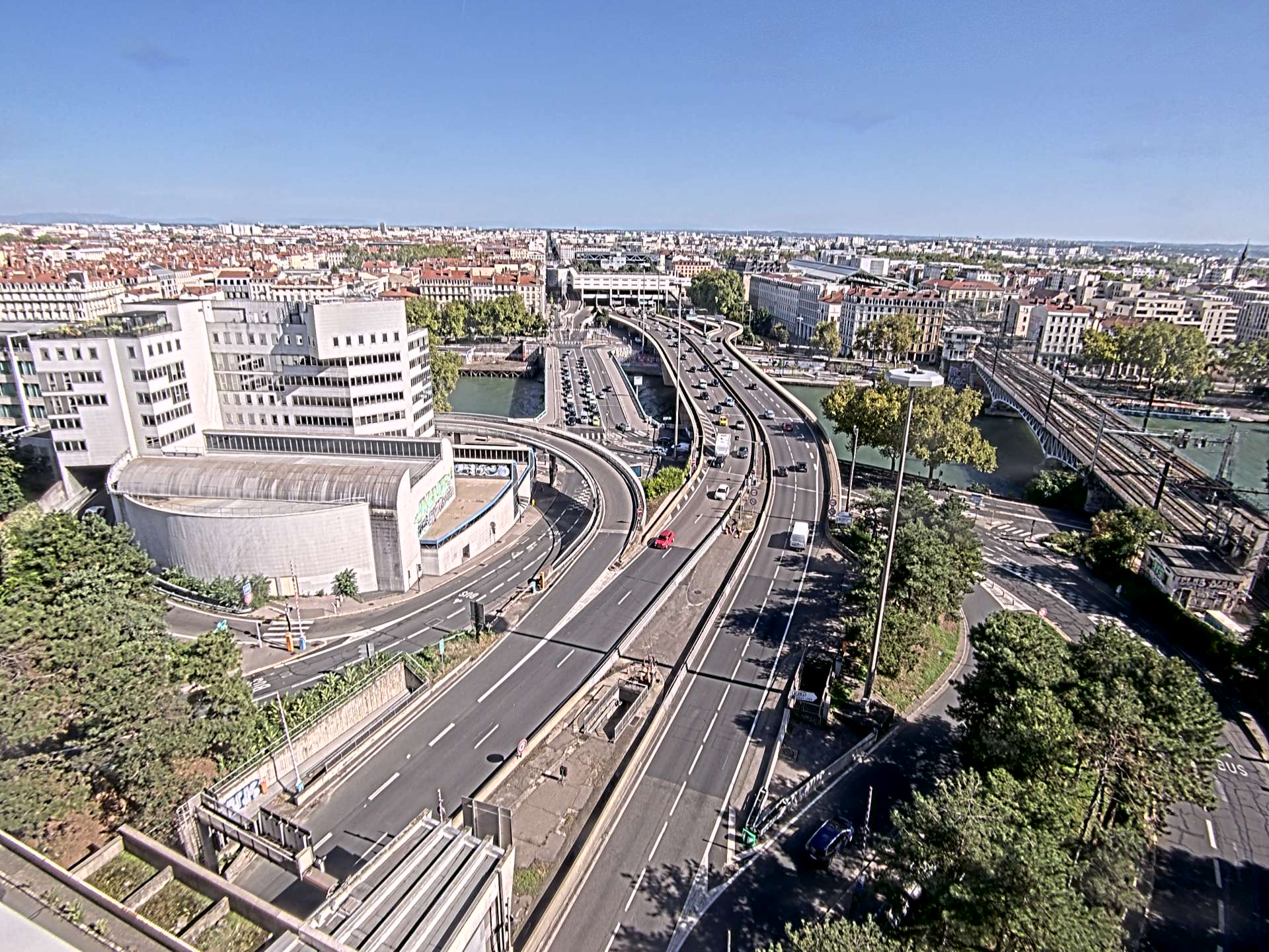 Caméra autoroute à Lyon Perrache à l'entrée Sud du Tunnel sous Fourvière, en direction de Marseille