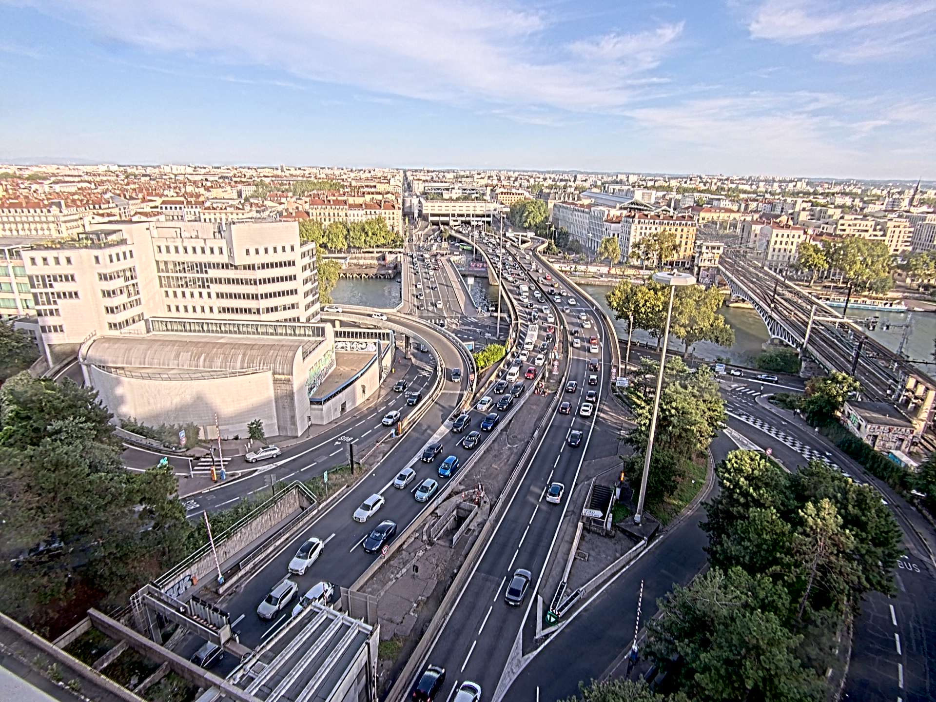 Caméra autoroute à Lyon Perrache à l'entrée Sud du Tunnel sous Fourvière, en direction de Marseille