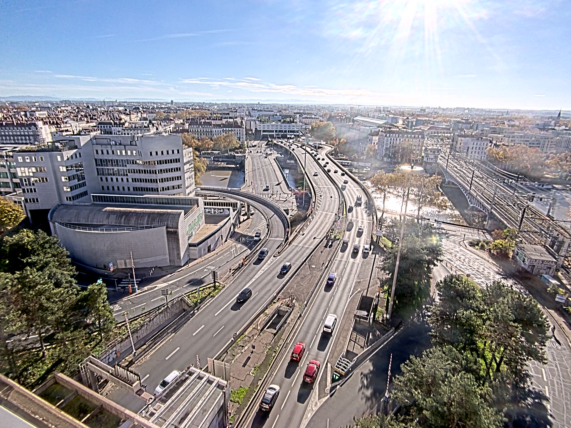 Caméra autoroute à Lyon Perrache à l'entrée Sud du Tunnel sous Fourvière, en direction de Marseille