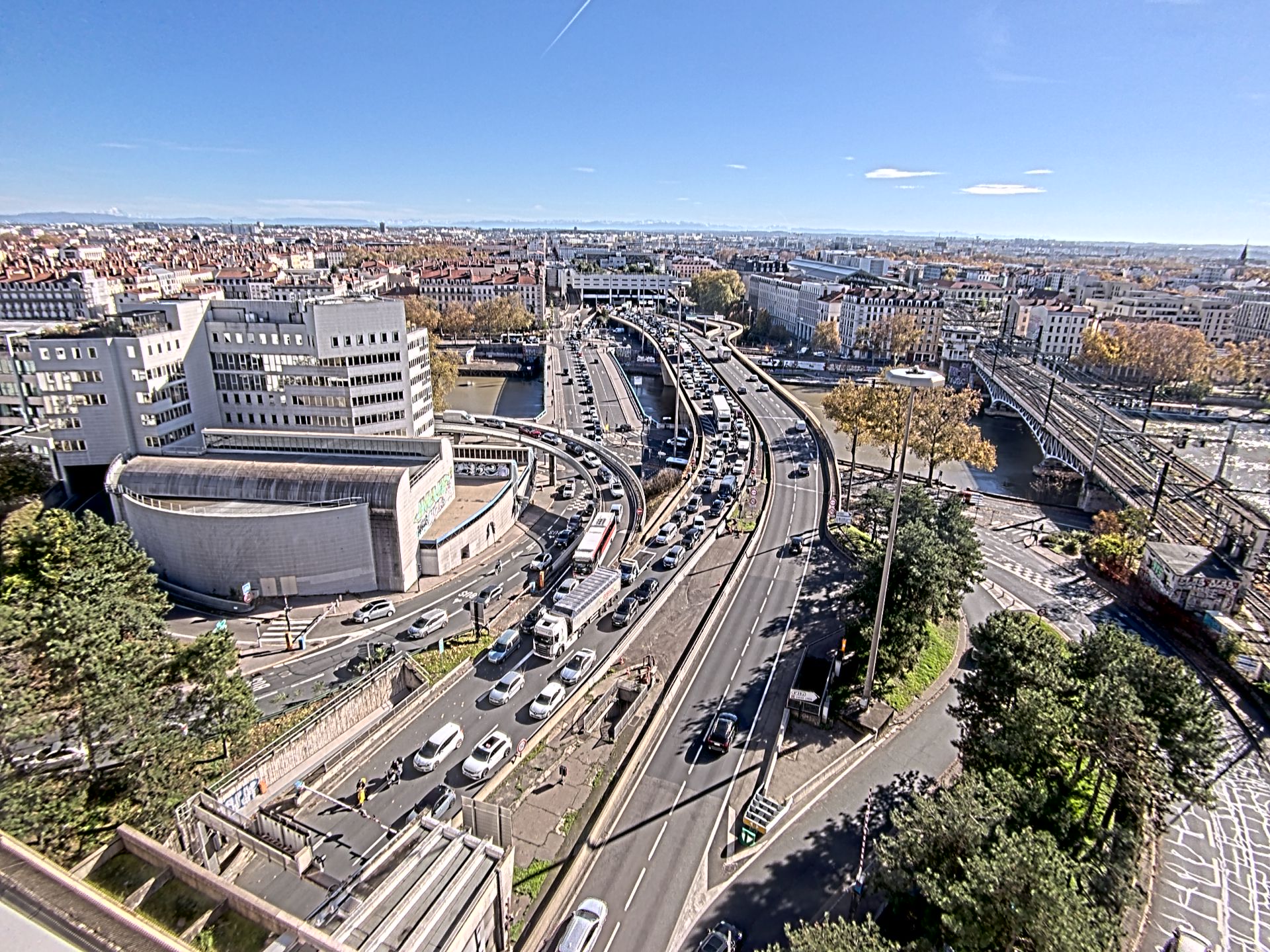 Caméra autoroute à Lyon Perrache à l'entrée Sud du Tunnel sous Fourvière, en direction de Marseille