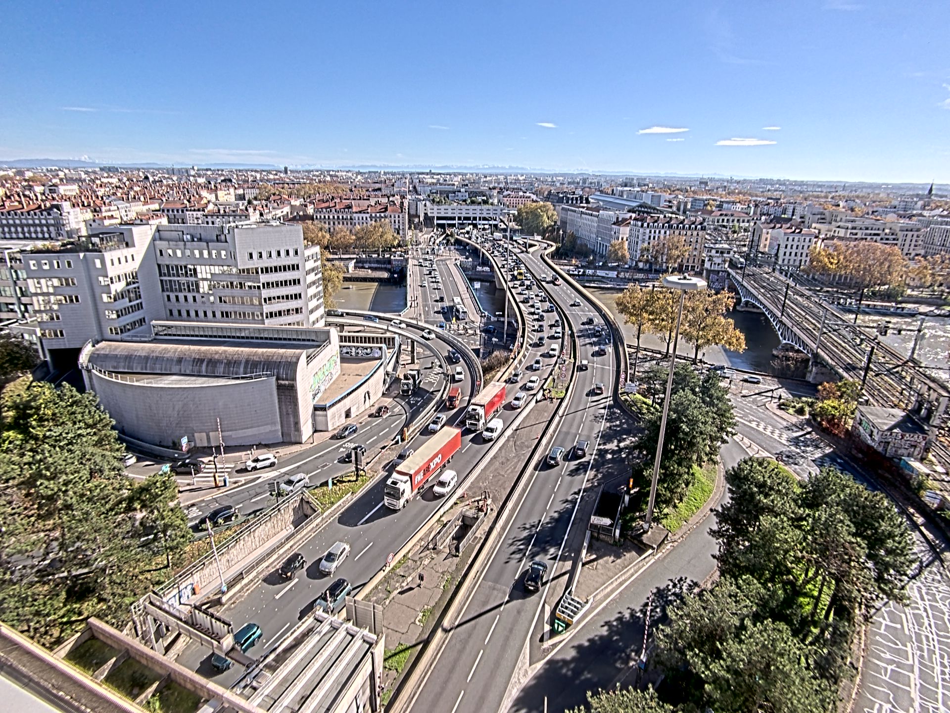 Caméra autoroute à Lyon Perrache à l'entrée Sud du Tunnel sous Fourvière, en direction de Marseille
