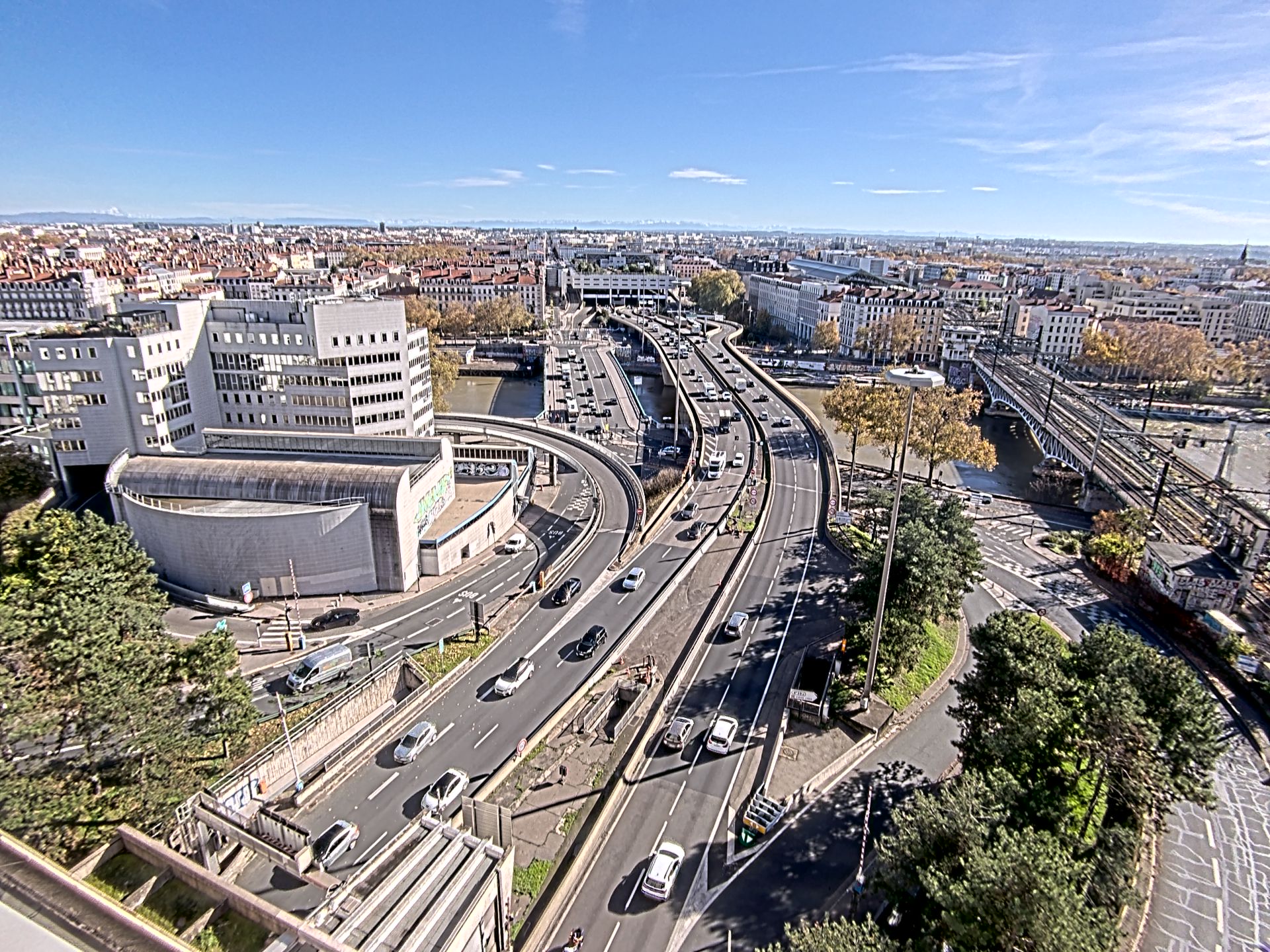 Caméra autoroute à Lyon Perrache à l'entrée Sud du Tunnel sous Fourvière, en direction de Marseille