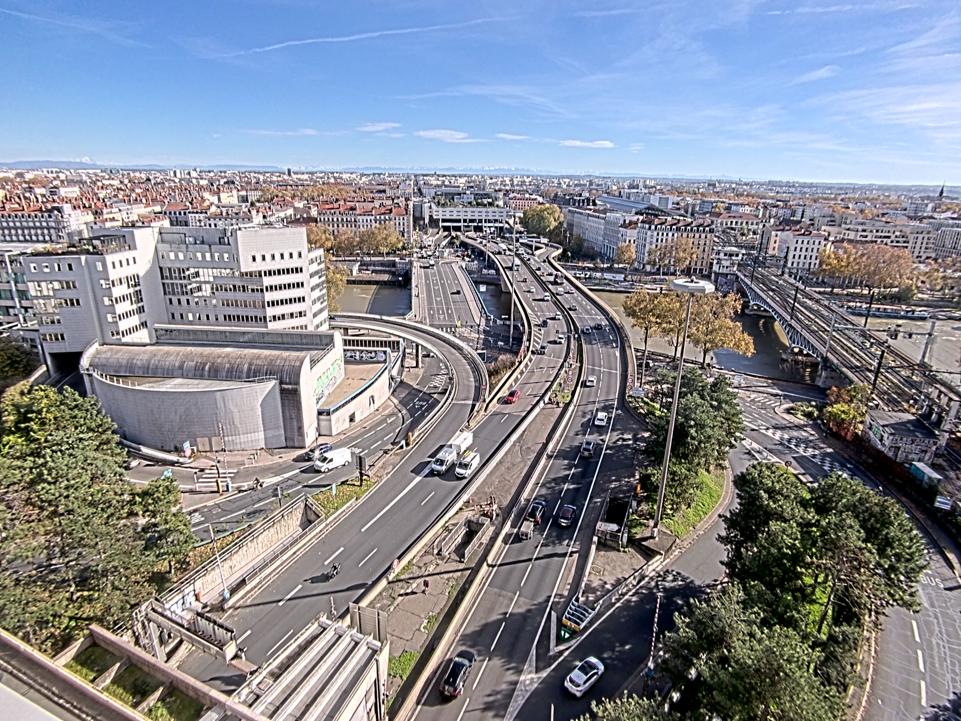 Caméra autoroute à Lyon Perrache à l'entrée Sud du Tunnel sous Fourvière, en direction de Marseille