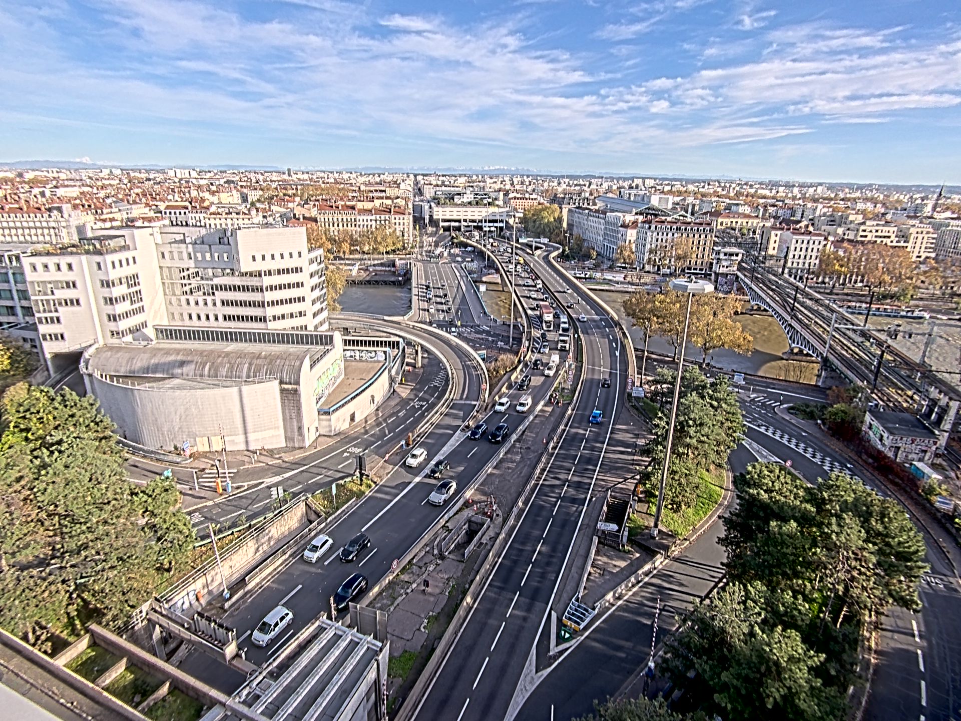 Caméra autoroute à Lyon Perrache à l'entrée Sud du Tunnel sous Fourvière, en direction de Marseille
