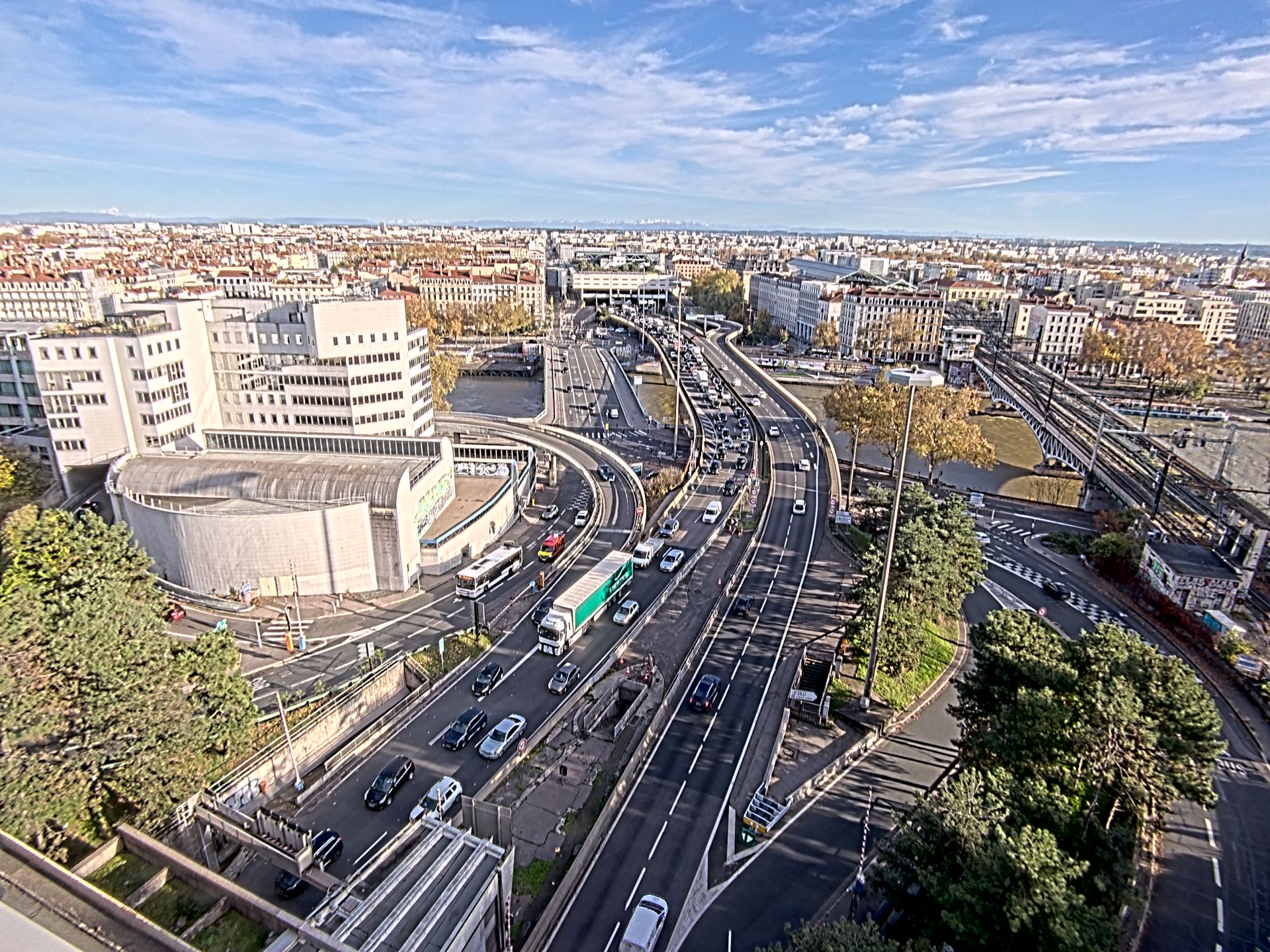 Caméra autoroute à Lyon Perrache à l'entrée Sud du Tunnel sous Fourvière, en direction de Marseille
