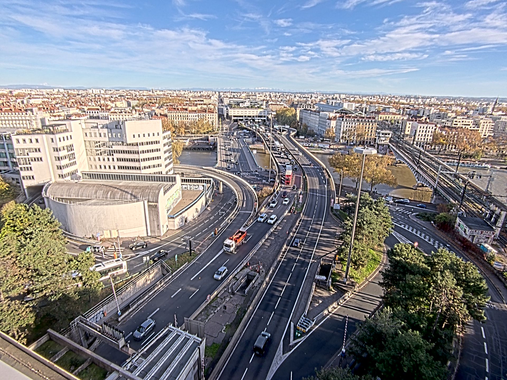 Caméra autoroute à Lyon Perrache à l'entrée Sud du Tunnel sous Fourvière, en direction de Marseille