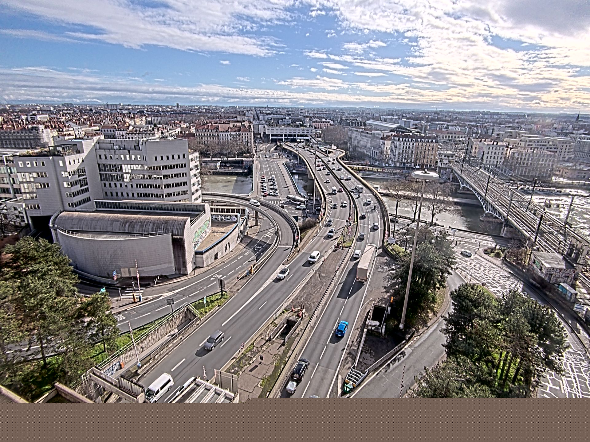 Caméra autoroute à Lyon Perrache à l'entrée Sud du Tunnel sous Fourvière, en direction de Marseille