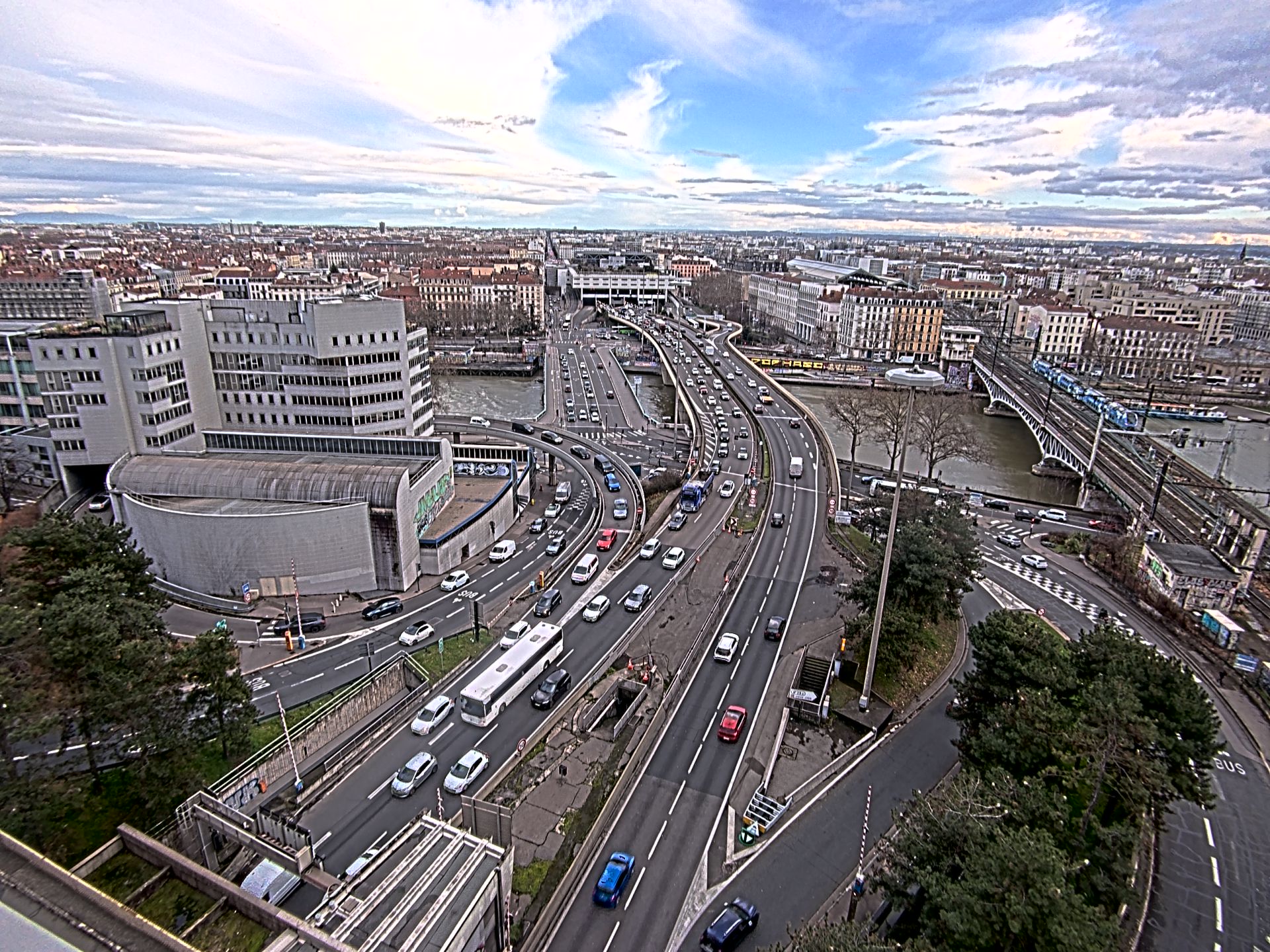 Caméra autoroute à Lyon Perrache à l'entrée Sud du Tunnel sous Fourvière, en direction de Marseille