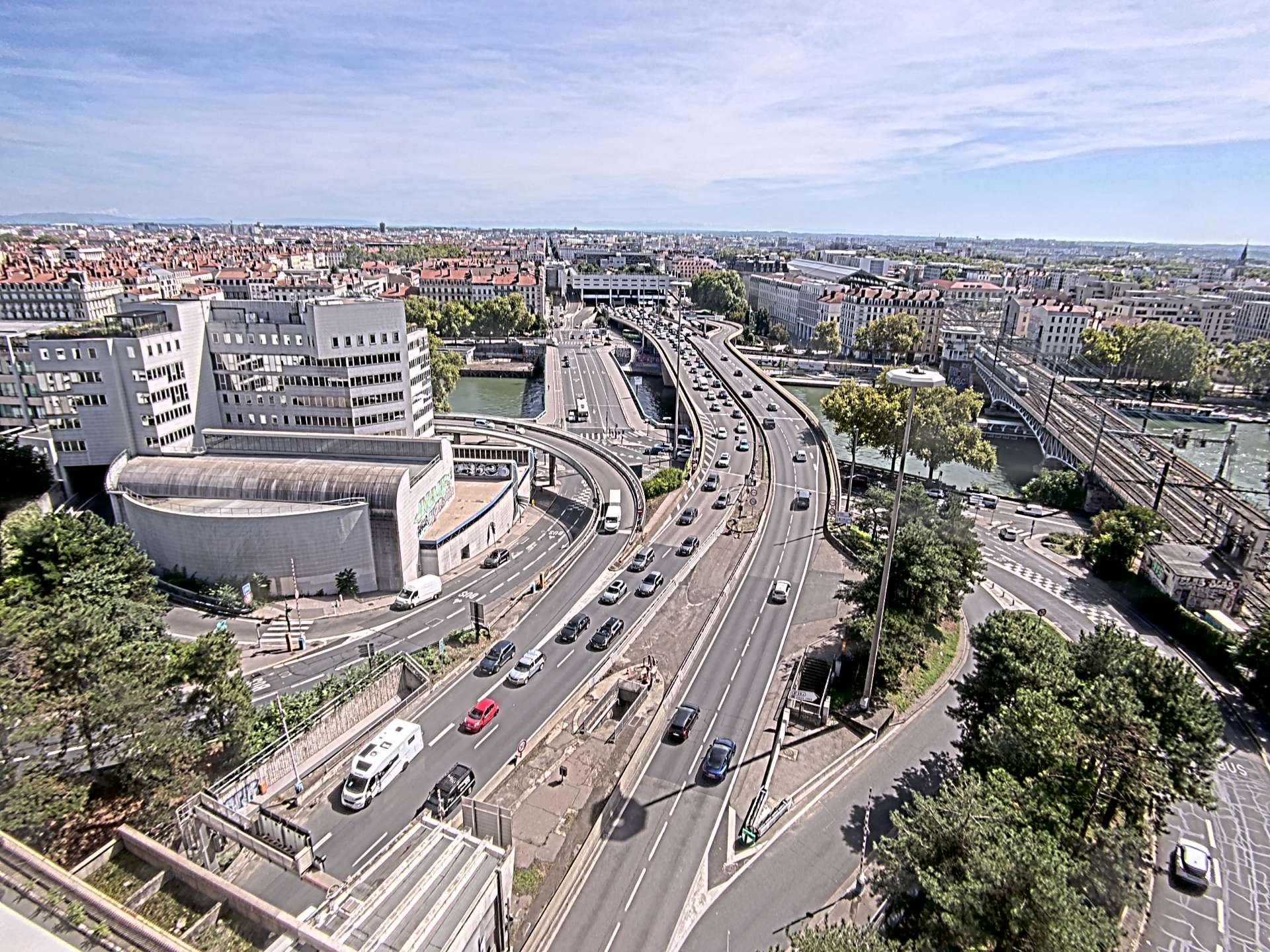 Caméra autoroute à Lyon Perrache à l'entrée Sud du Tunnel sous Fourvière, en direction de Marseille