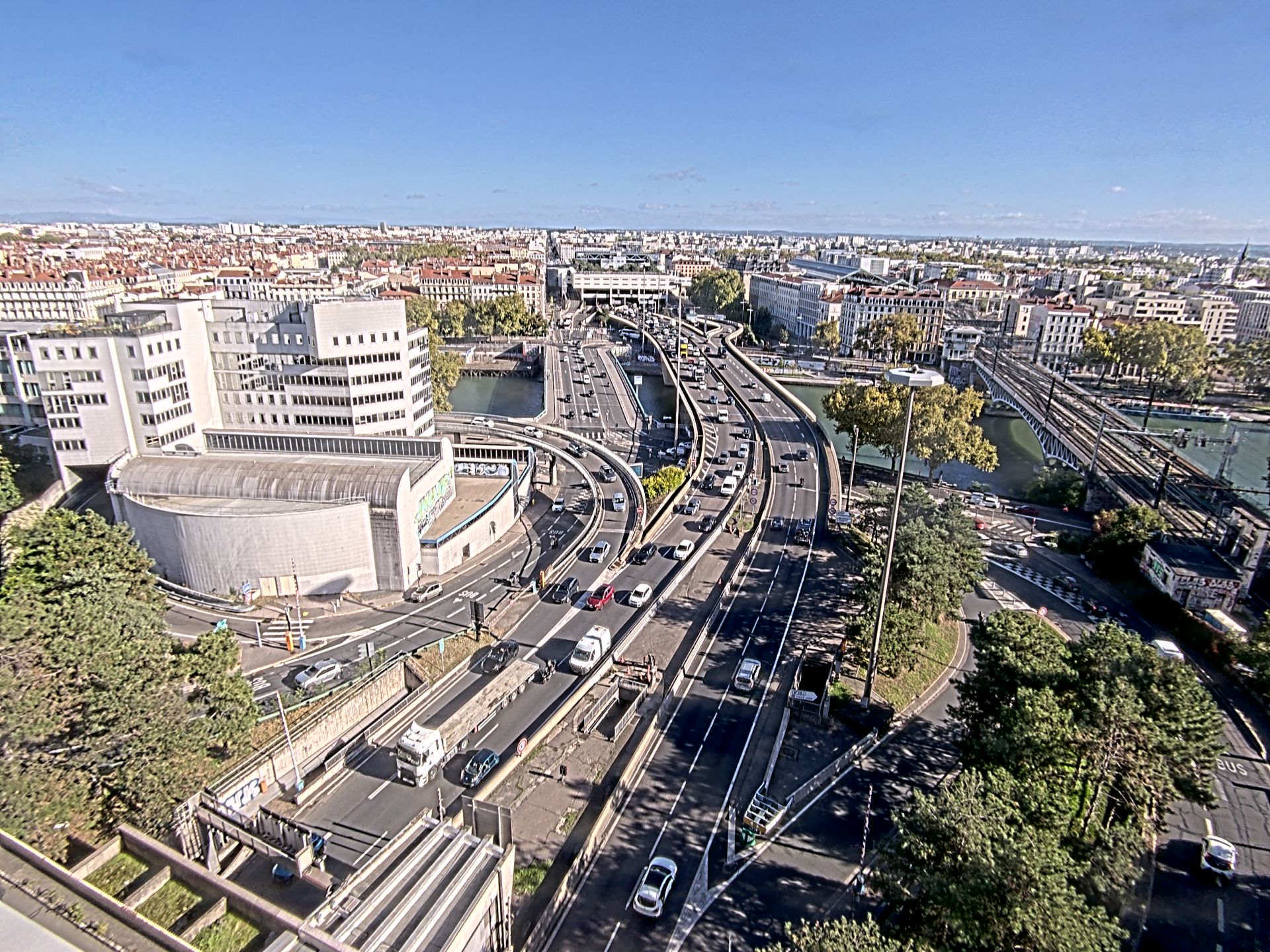 Caméra autoroute à Lyon Perrache à l'entrée Sud du Tunnel sous Fourvière, en direction de Marseille