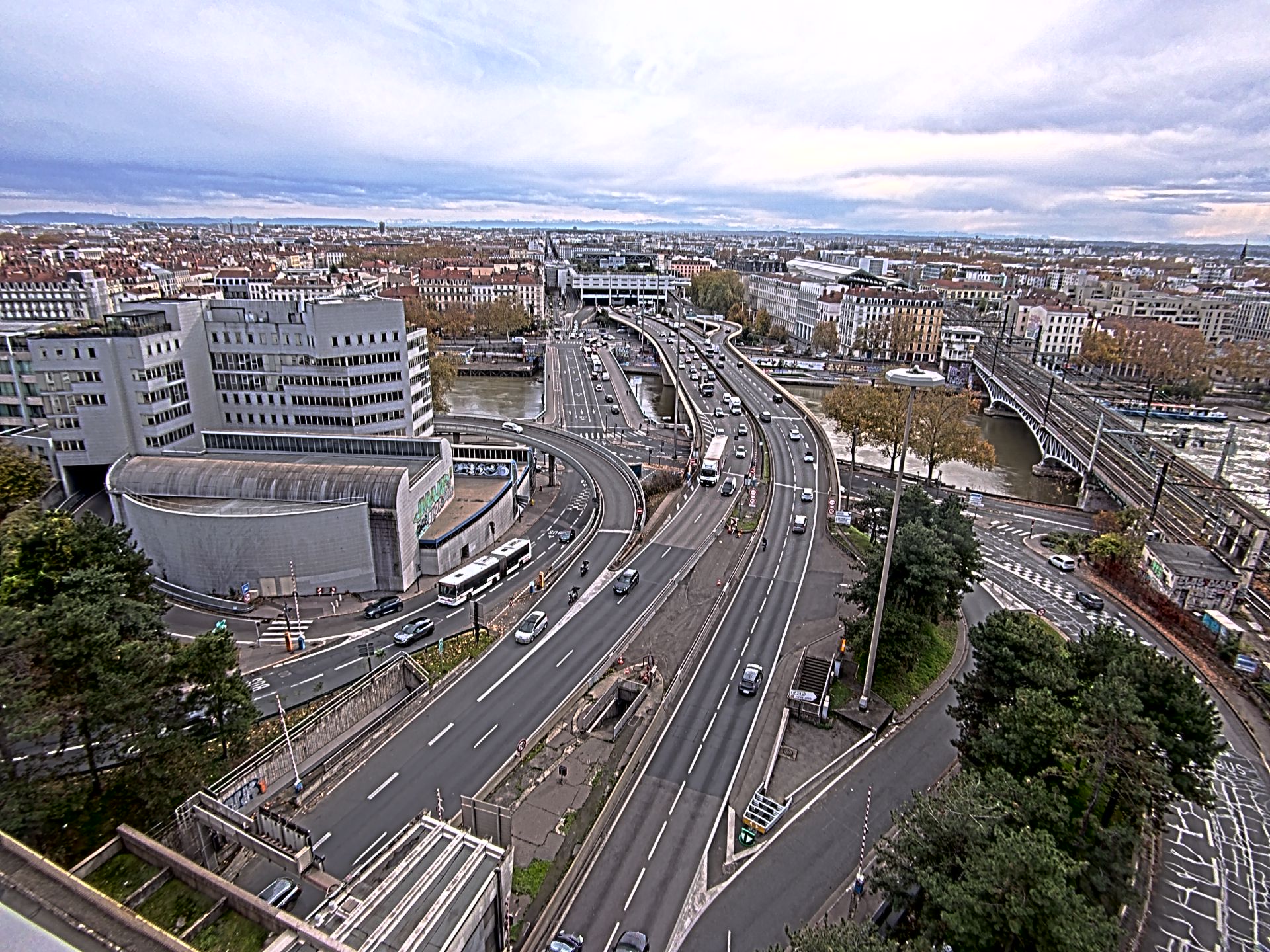 Caméra autoroute à Lyon Perrache à l'entrée Sud du Tunnel sous Fourvière, en direction de Marseille