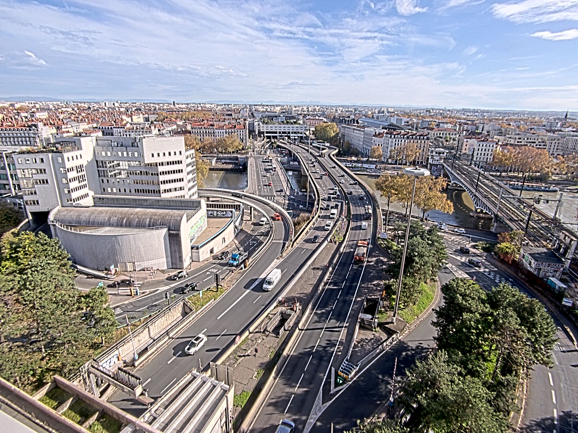 Caméra autoroute à Lyon Perrache à l'entrée Sud du Tunnel sous Fourvière, en direction de Marseille