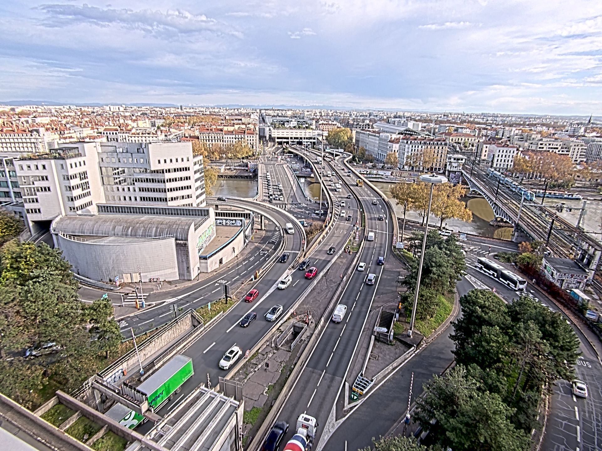 Caméra autoroute à Lyon Perrache à l'entrée Sud du Tunnel sous Fourvière, en direction de Marseille