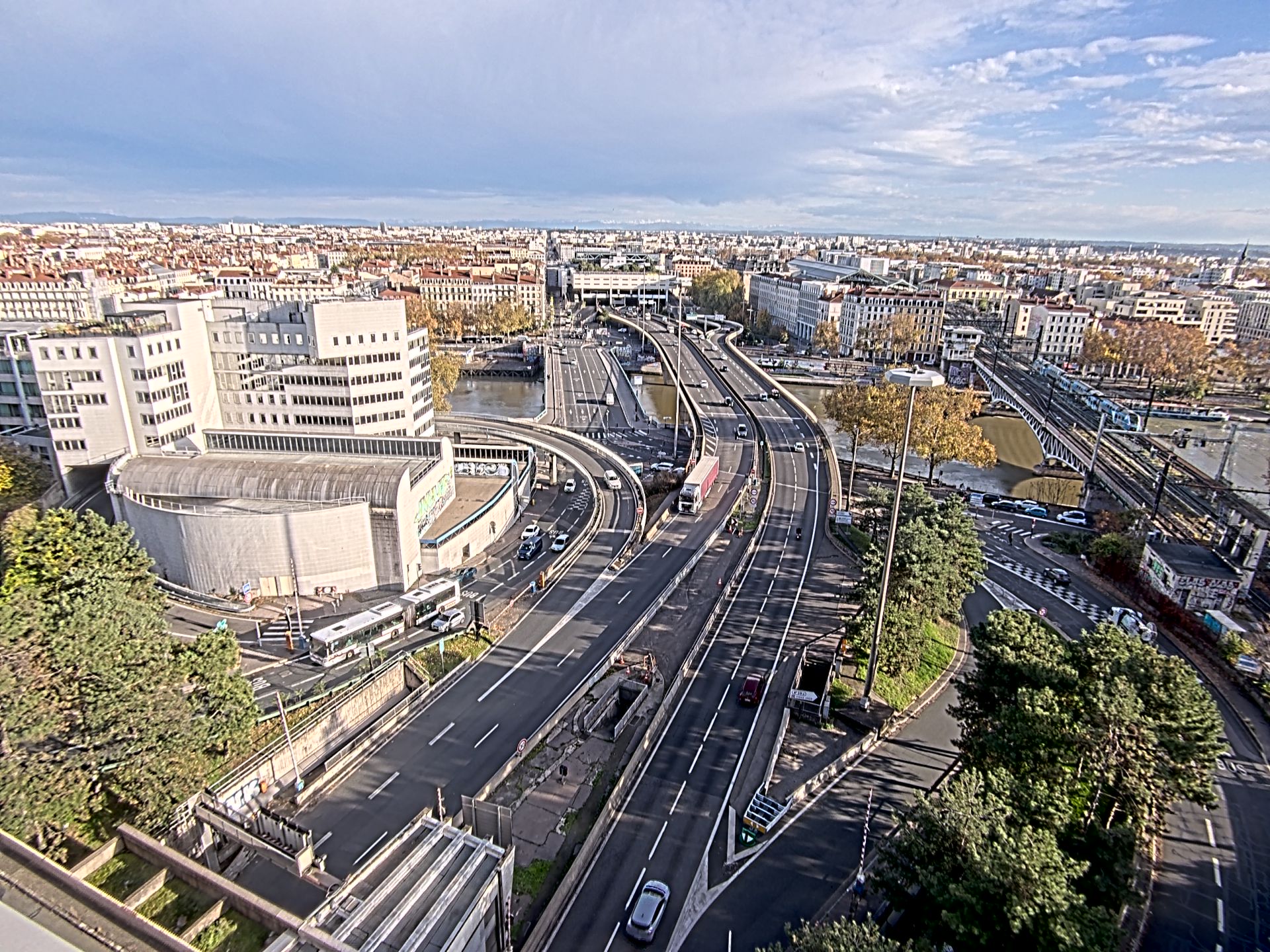 Caméra autoroute à Lyon Perrache à l'entrée Sud du Tunnel sous Fourvière, en direction de Marseille