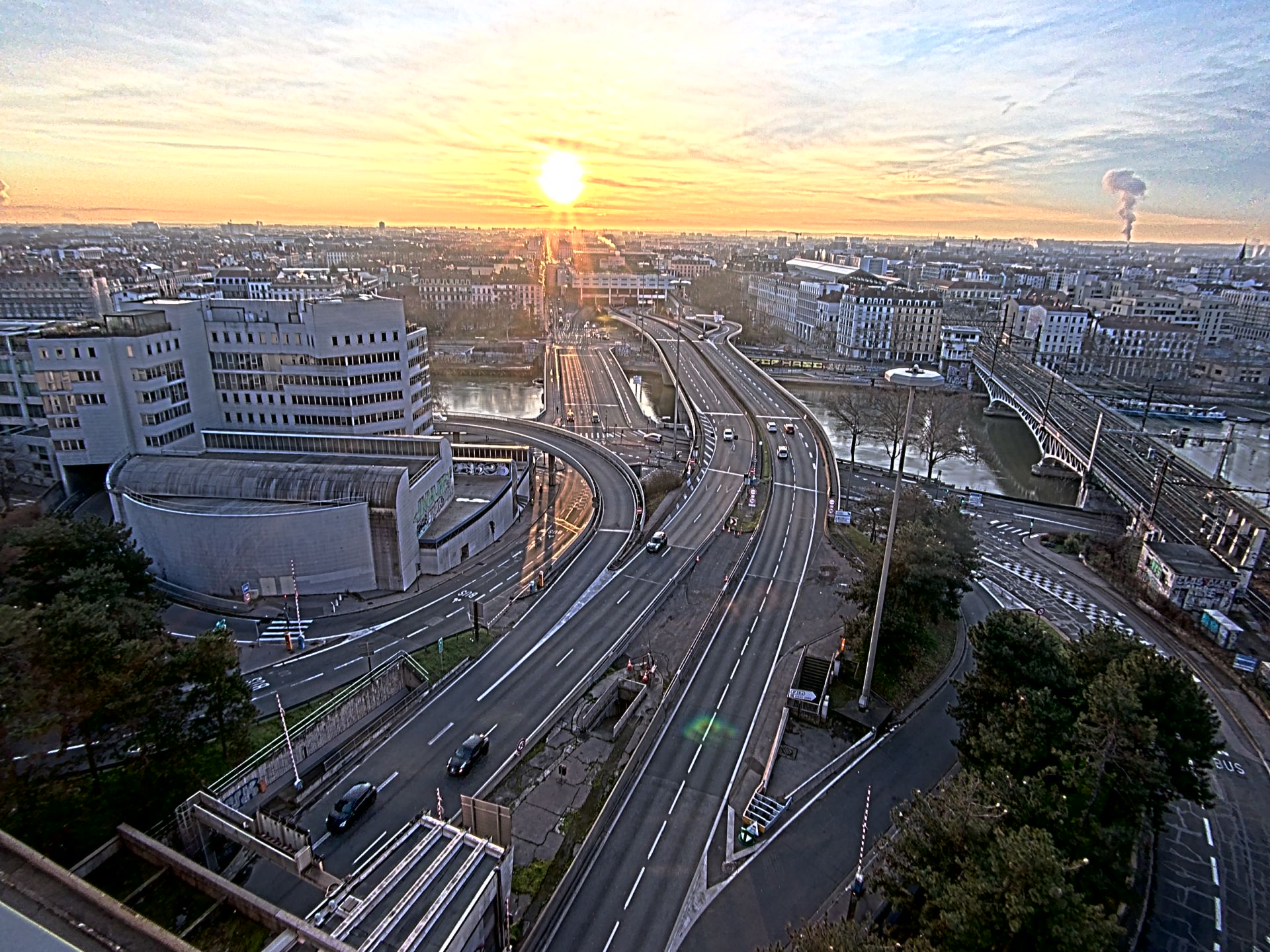 Caméra autoroute à Lyon Perrache à l'entrée Sud du Tunnel sous Fourvière, en direction de Marseille