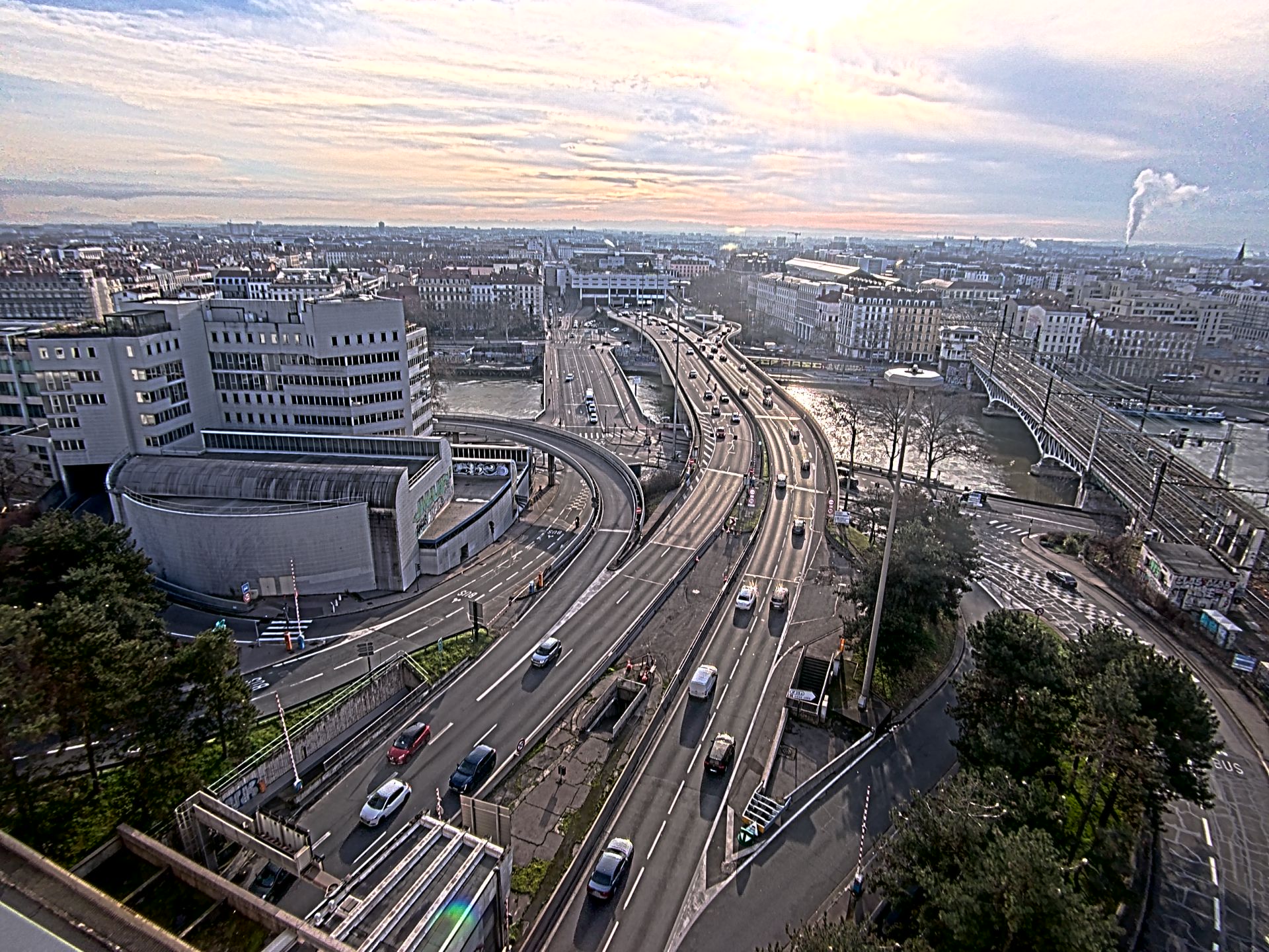 Caméra autoroute à Lyon Perrache à l'entrée Sud du Tunnel sous Fourvière, en direction de Marseille