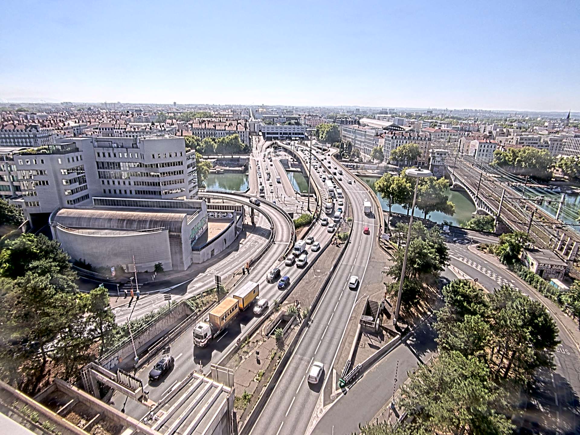 Caméra autoroute à Lyon Perrache à l'entrée Sud du Tunnel sous Fourvière, en direction de Marseille