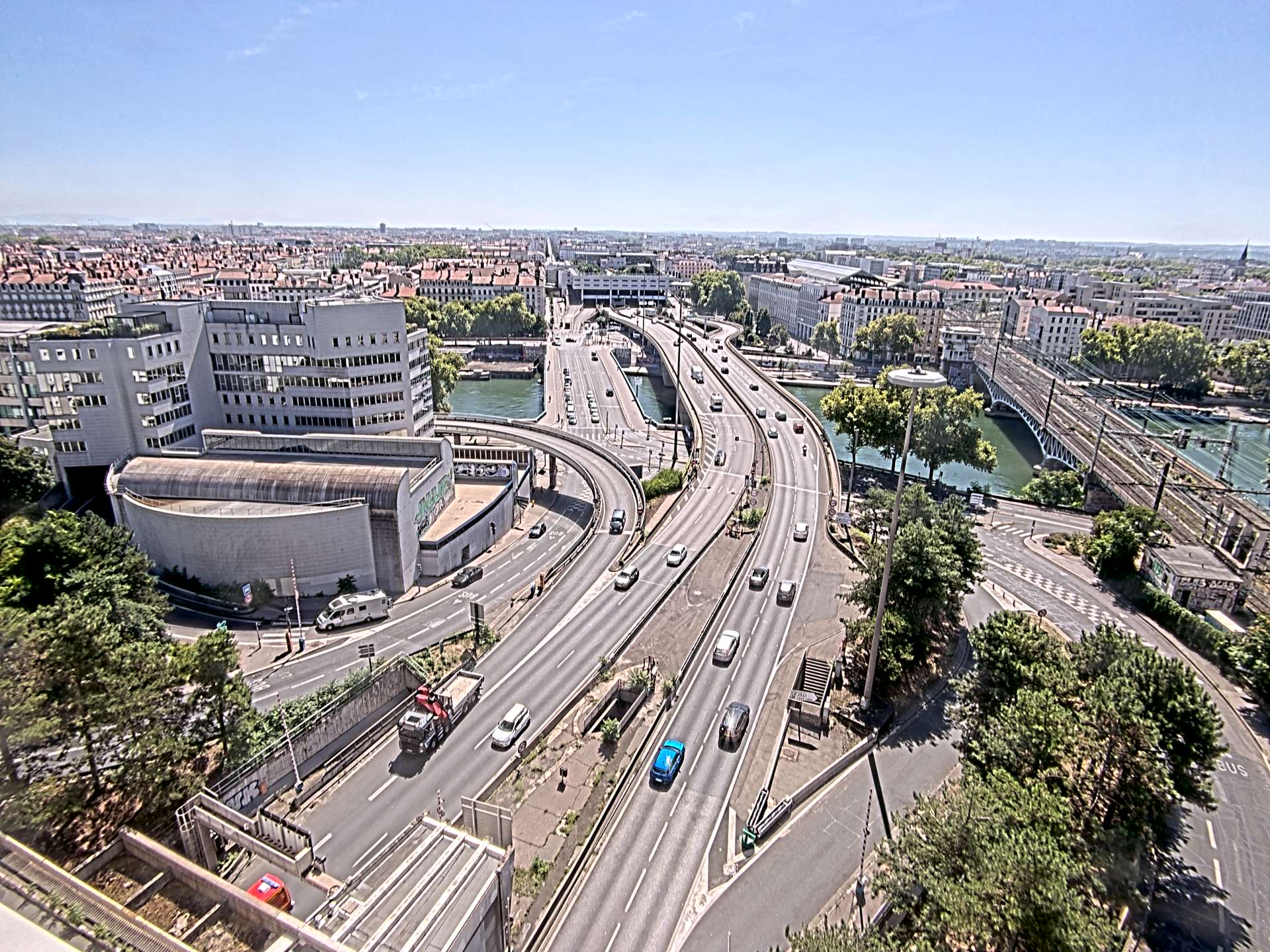 Caméra autoroute à Lyon Perrache à l'entrée Sud du Tunnel sous Fourvière, en direction de Marseille