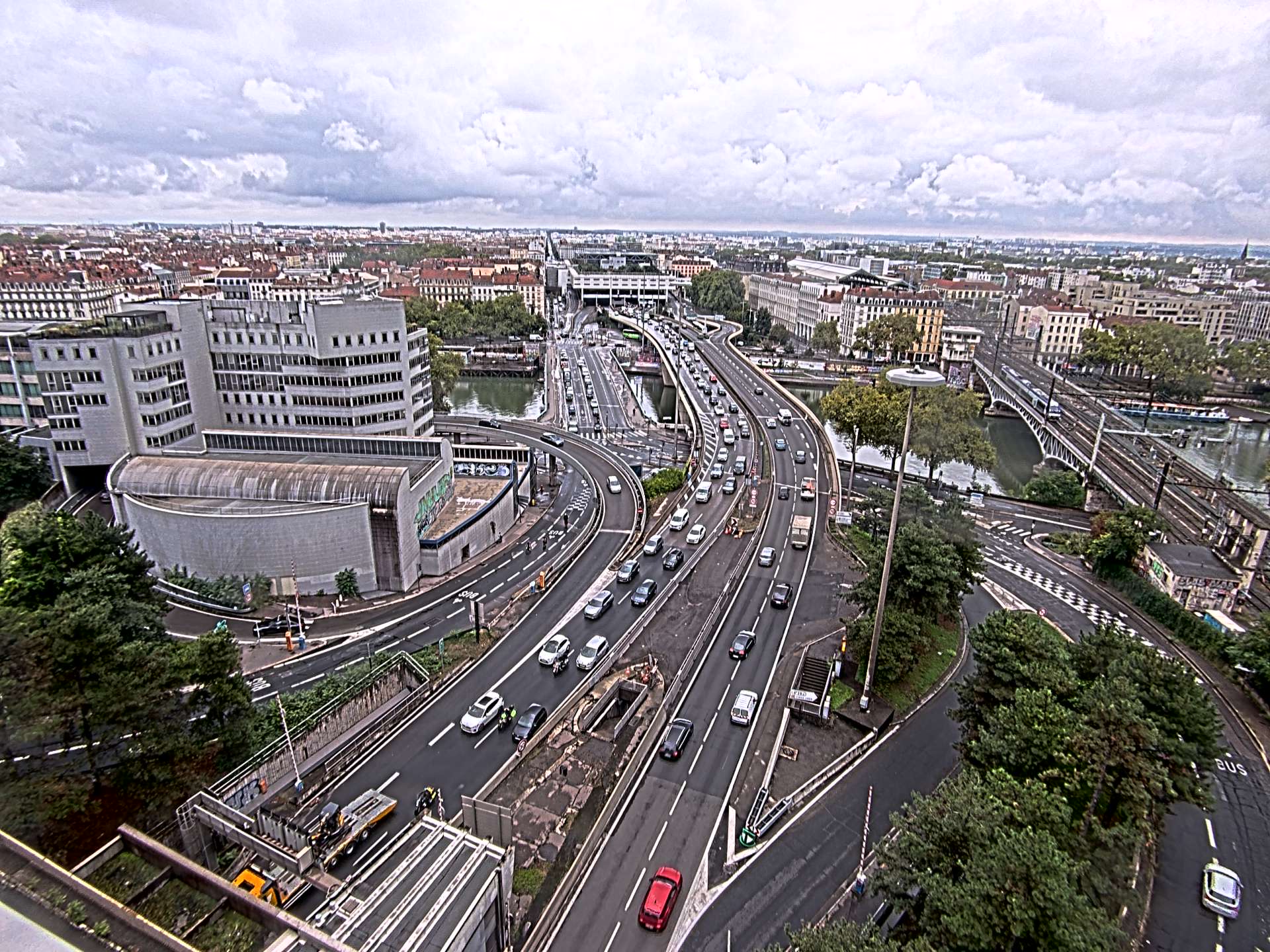 Caméra autoroute à Lyon Perrache à l'entrée Sud du Tunnel sous Fourvière, en direction de Marseille