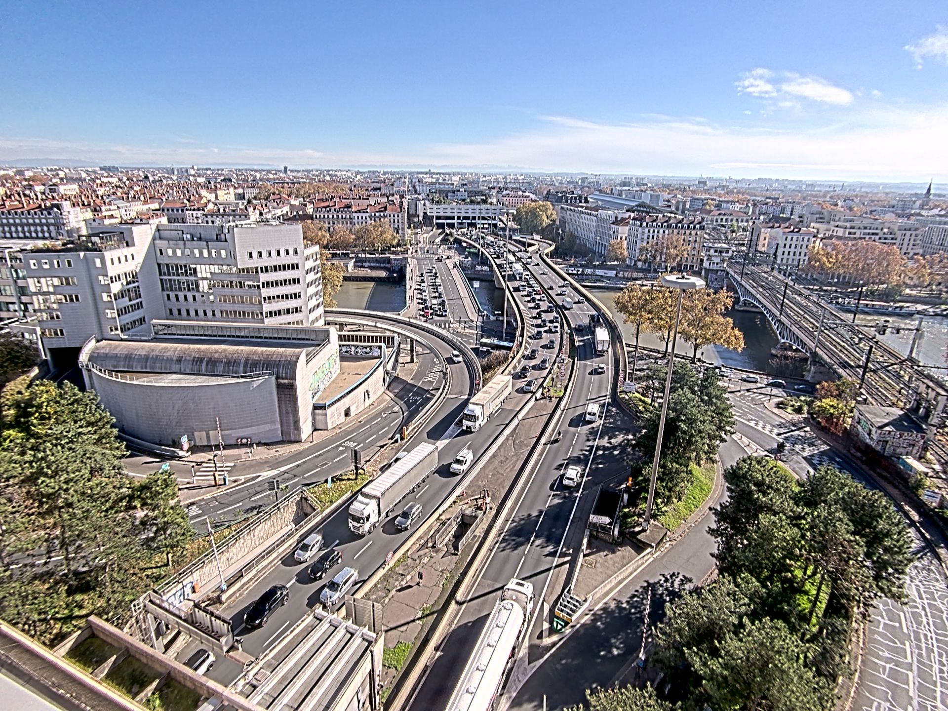 Caméra autoroute à Lyon Perrache à l'entrée Sud du Tunnel sous Fourvière, en direction de Marseille