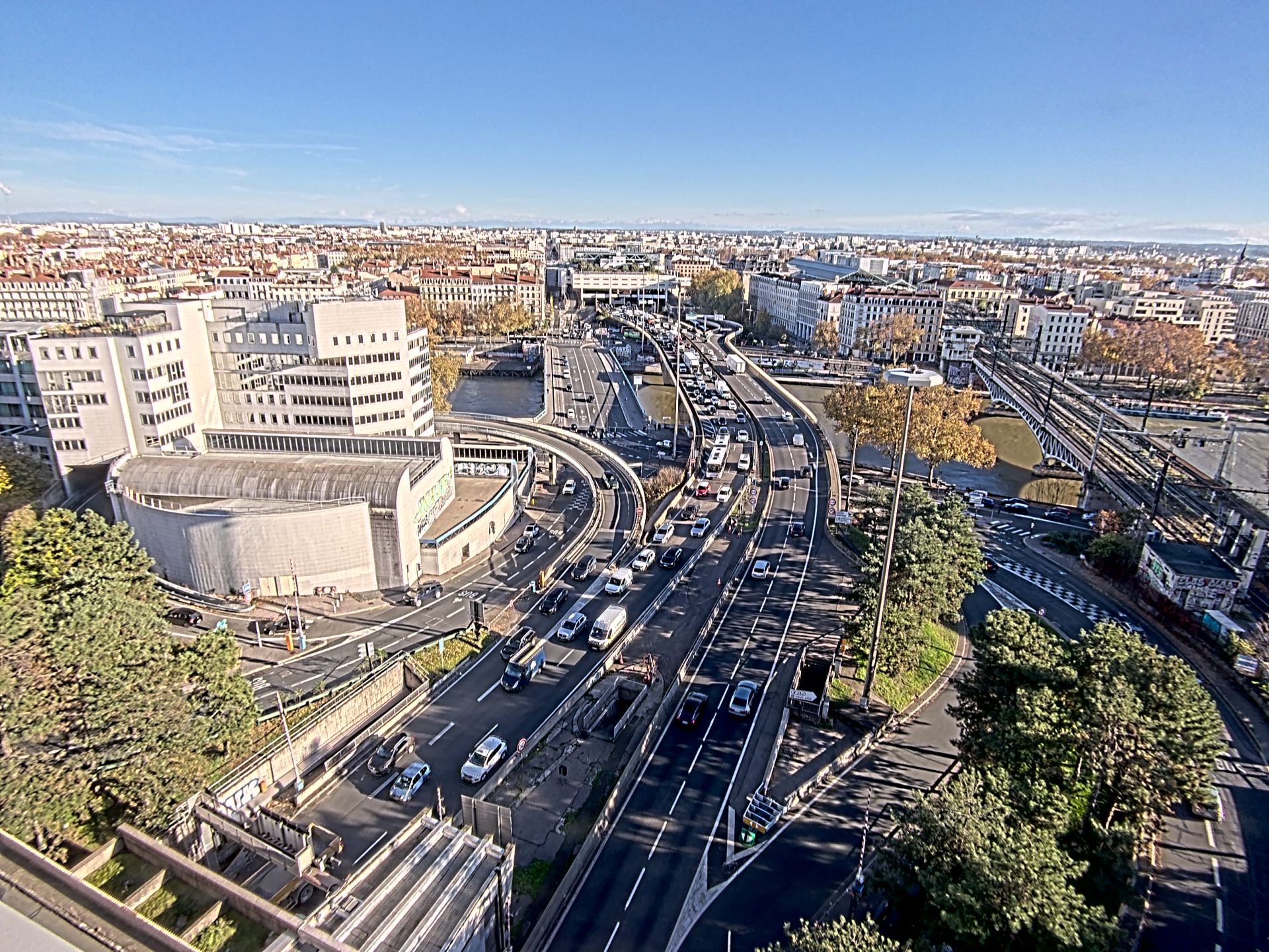 Caméra autoroute à Lyon Perrache à l'entrée Sud du Tunnel sous Fourvière, en direction de Marseille