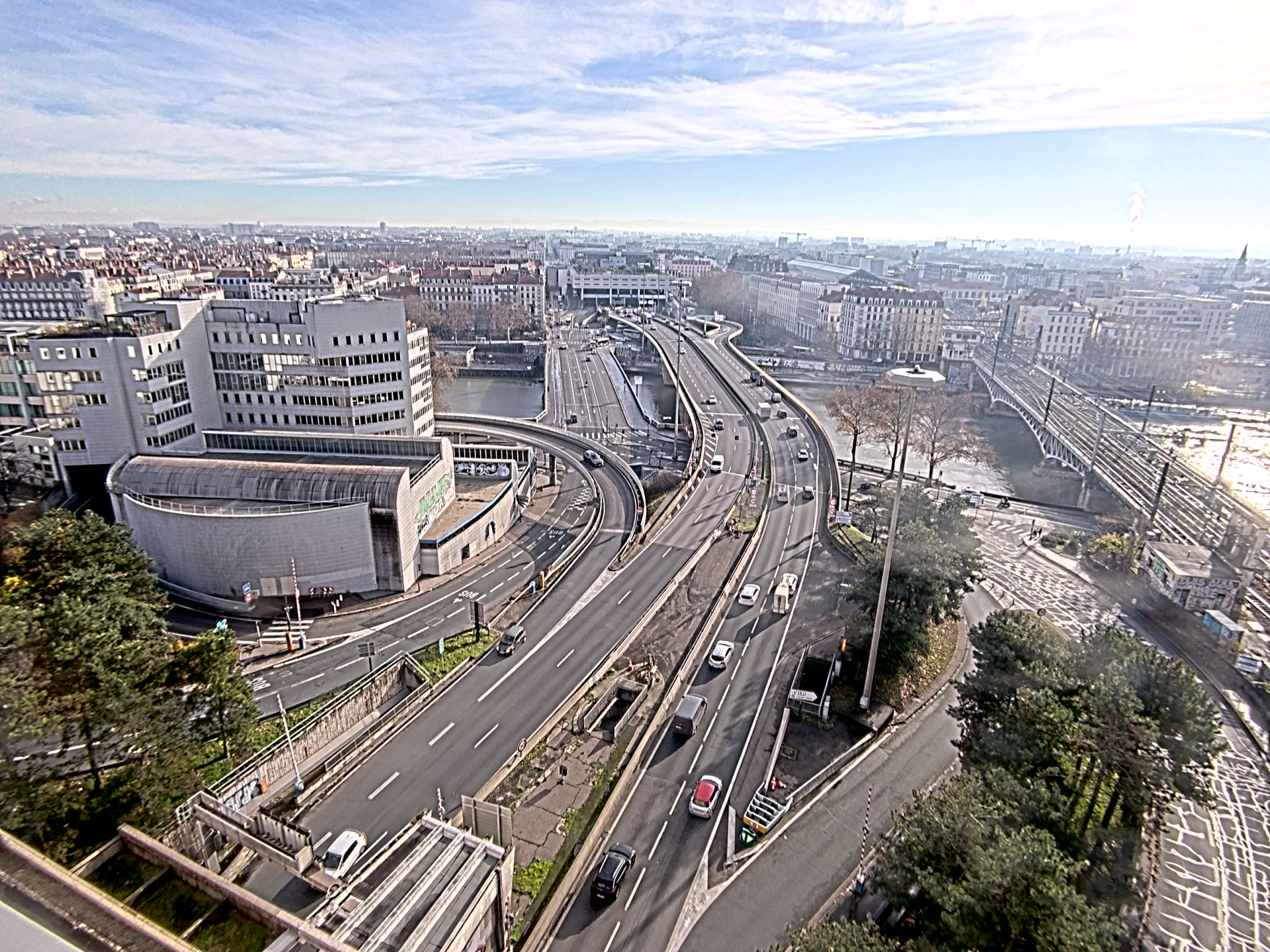 Caméra autoroute à Lyon Perrache à l'entrée Sud du Tunnel sous Fourvière, en direction de Marseille