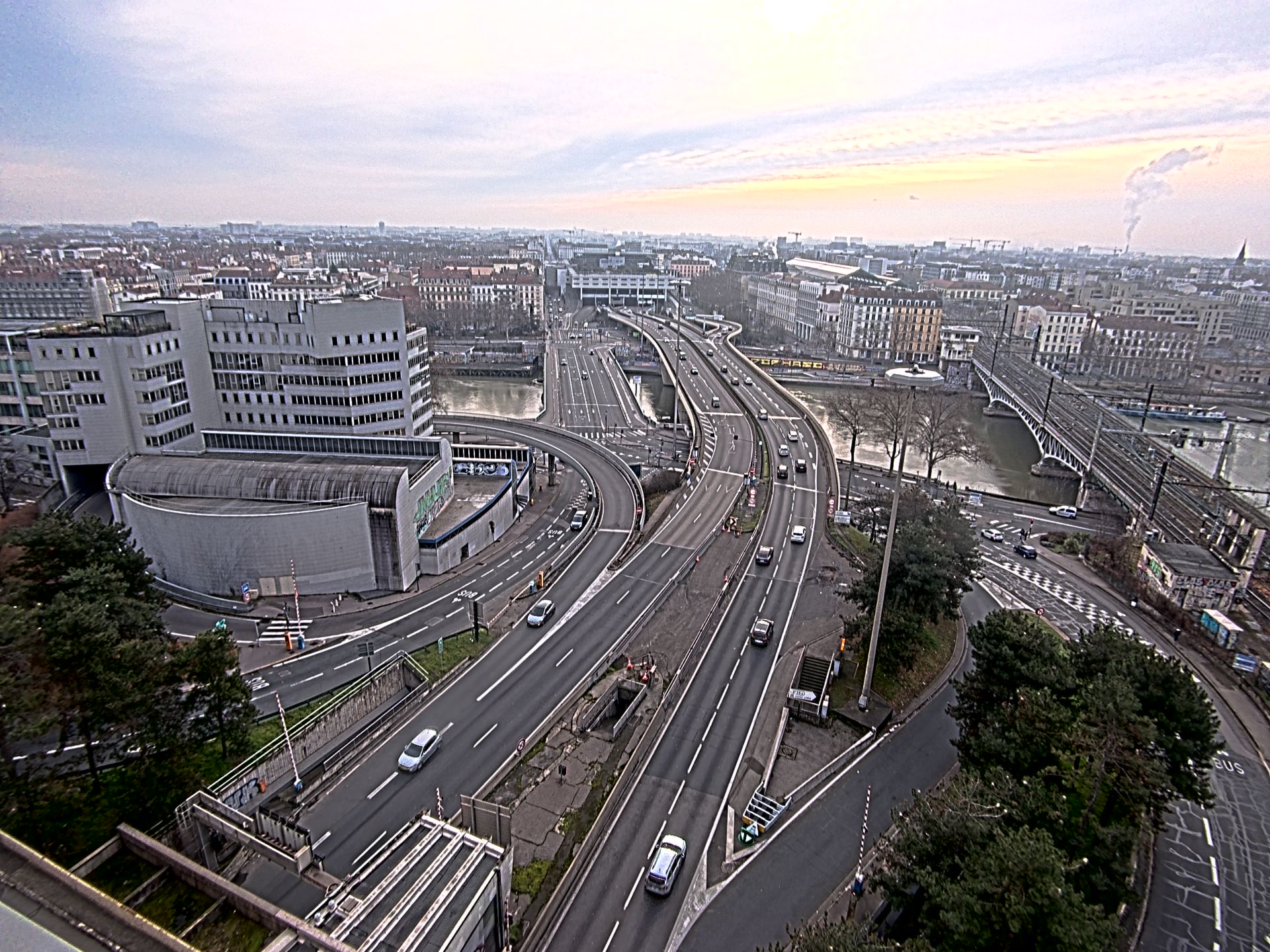Caméra autoroute à Lyon Perrache à l'entrée Sud du Tunnel sous Fourvière, en direction de Marseille