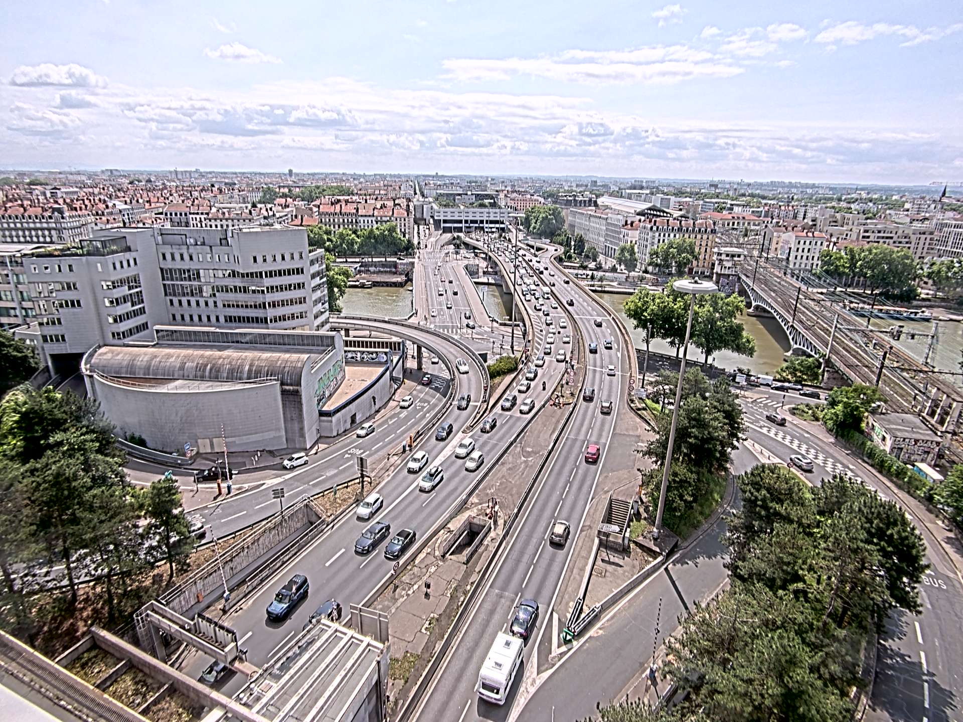 Caméra autoroute à Lyon Perrache à l'entrée Sud du Tunnel sous Fourvière, en direction de Marseille