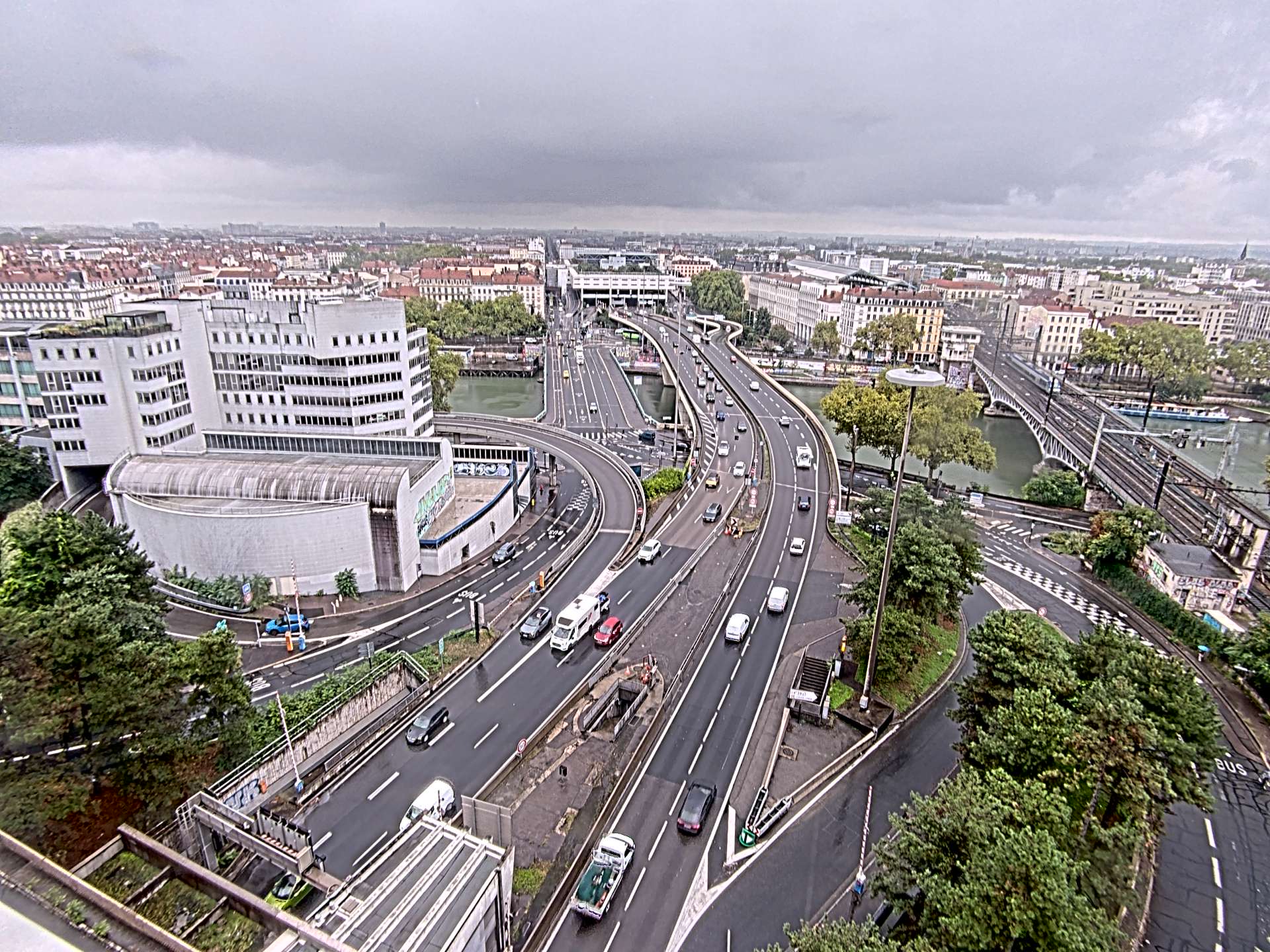 Caméra autoroute à Lyon Perrache à l'entrée Sud du Tunnel sous Fourvière, en direction de Marseille