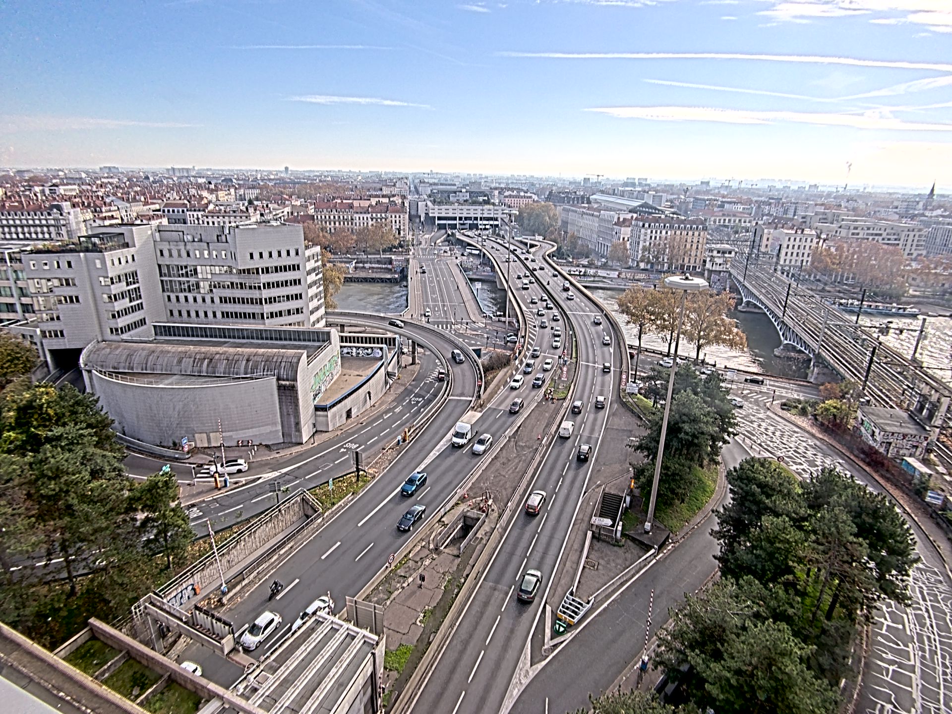 Caméra autoroute à Lyon Perrache à l'entrée Sud du Tunnel sous Fourvière, en direction de Marseille