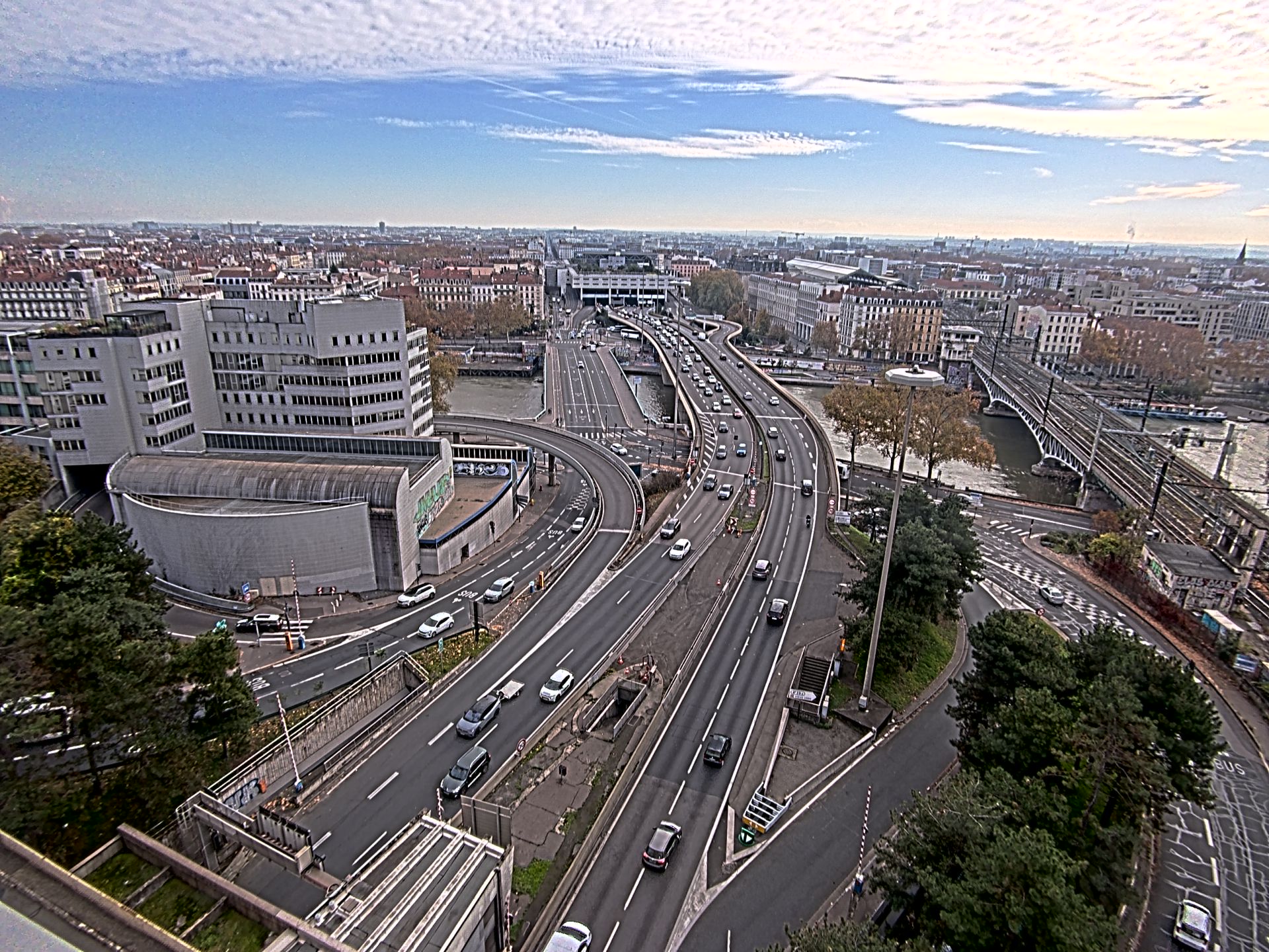 Caméra autoroute à Lyon Perrache à l'entrée Sud du Tunnel sous Fourvière, en direction de Marseille