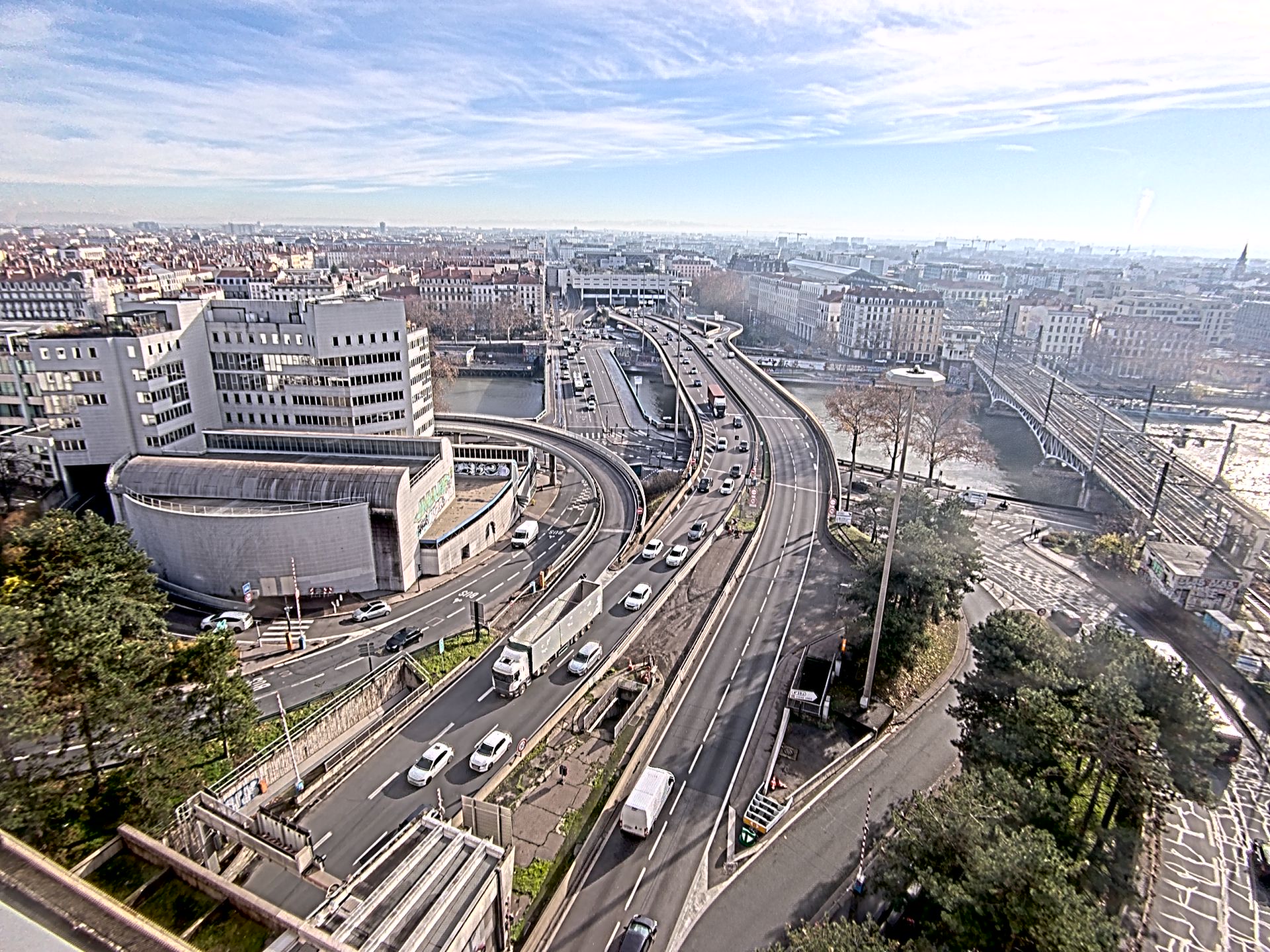 Caméra autoroute à Lyon Perrache à l'entrée Sud du Tunnel sous Fourvière, en direction de Marseille