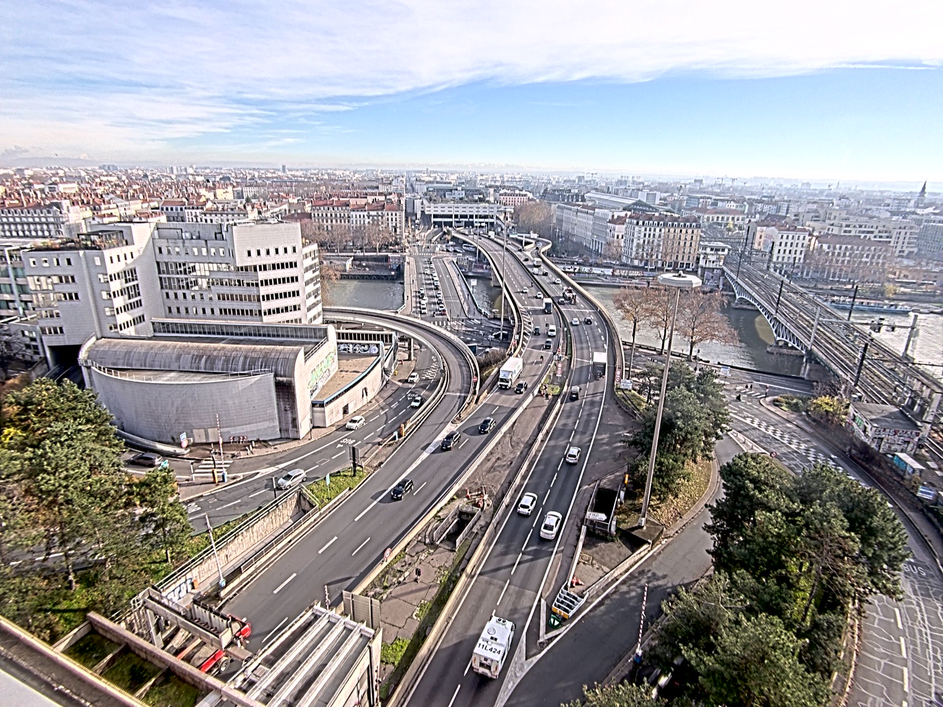 Caméra autoroute à Lyon Perrache à l'entrée Sud du Tunnel sous Fourvière, en direction de Marseille