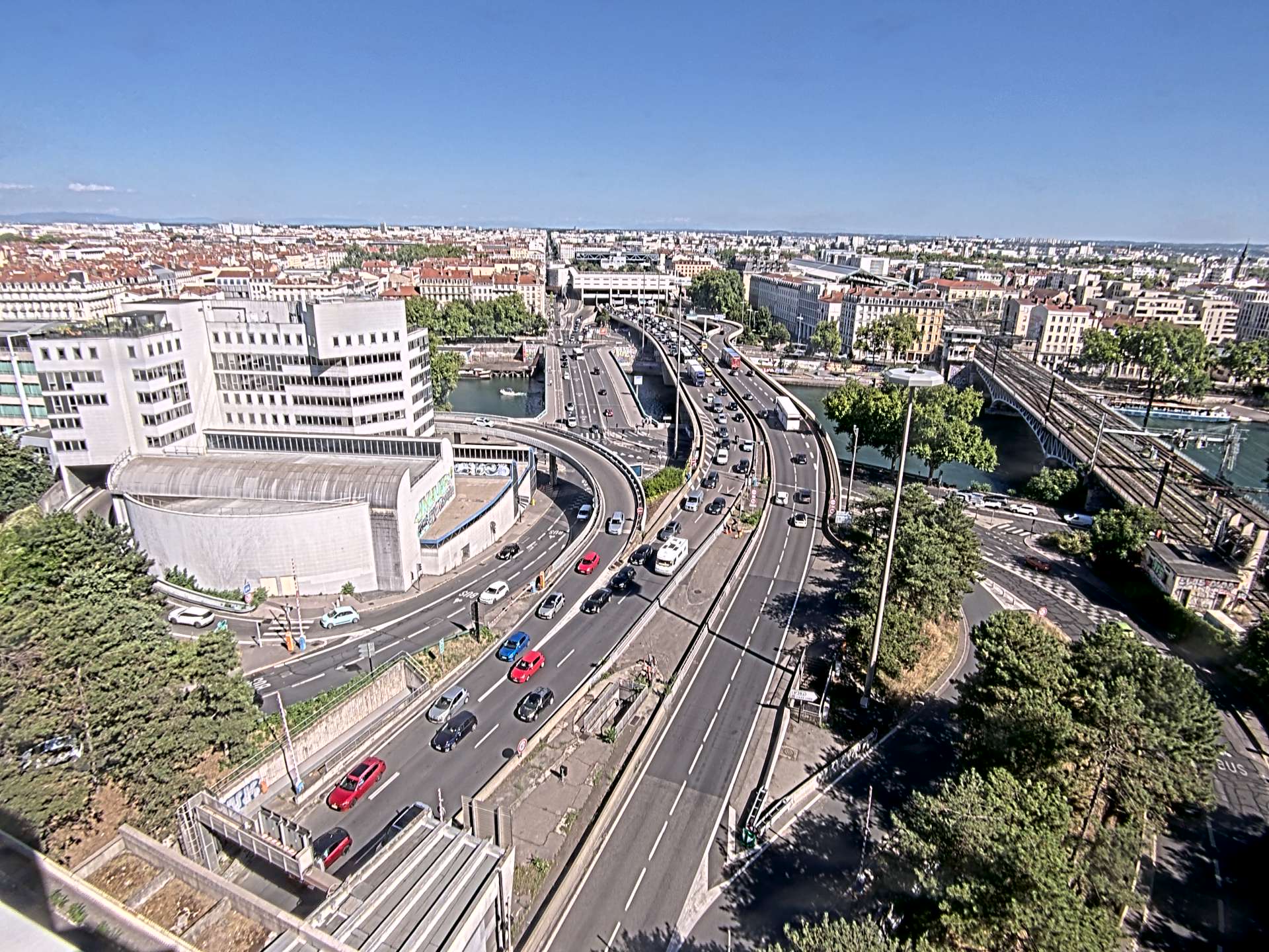 Caméra autoroute à Lyon Perrache à l'entrée Sud du Tunnel sous Fourvière, en direction de Marseille