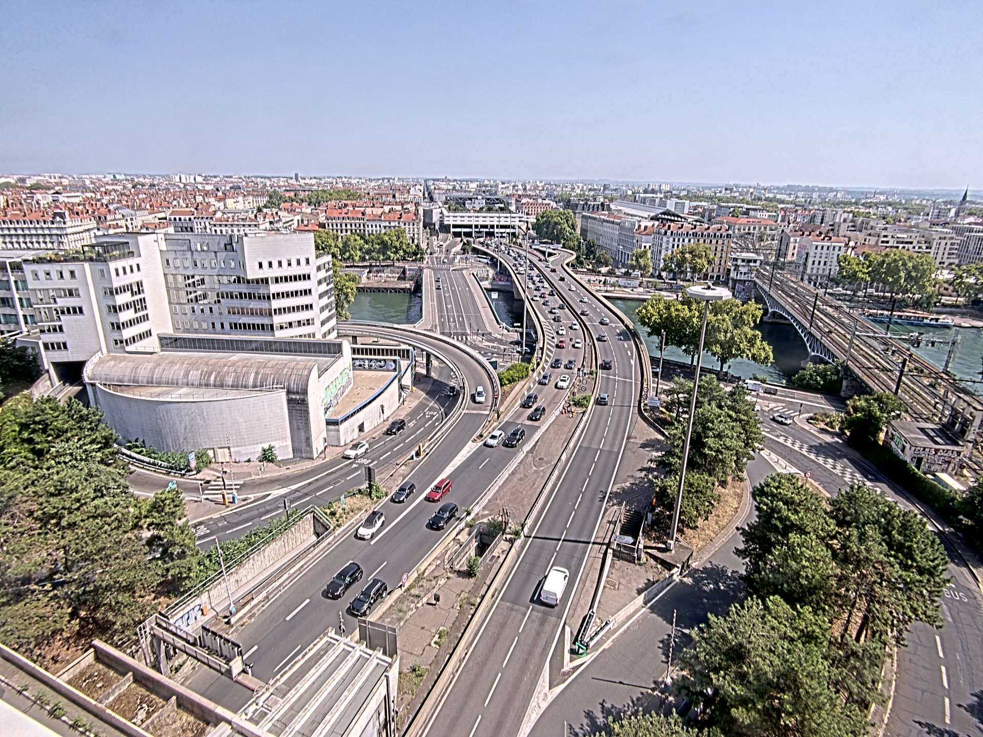 Caméra autoroute à Lyon Perrache à l'entrée Sud du Tunnel sous Fourvière, en direction de Marseille