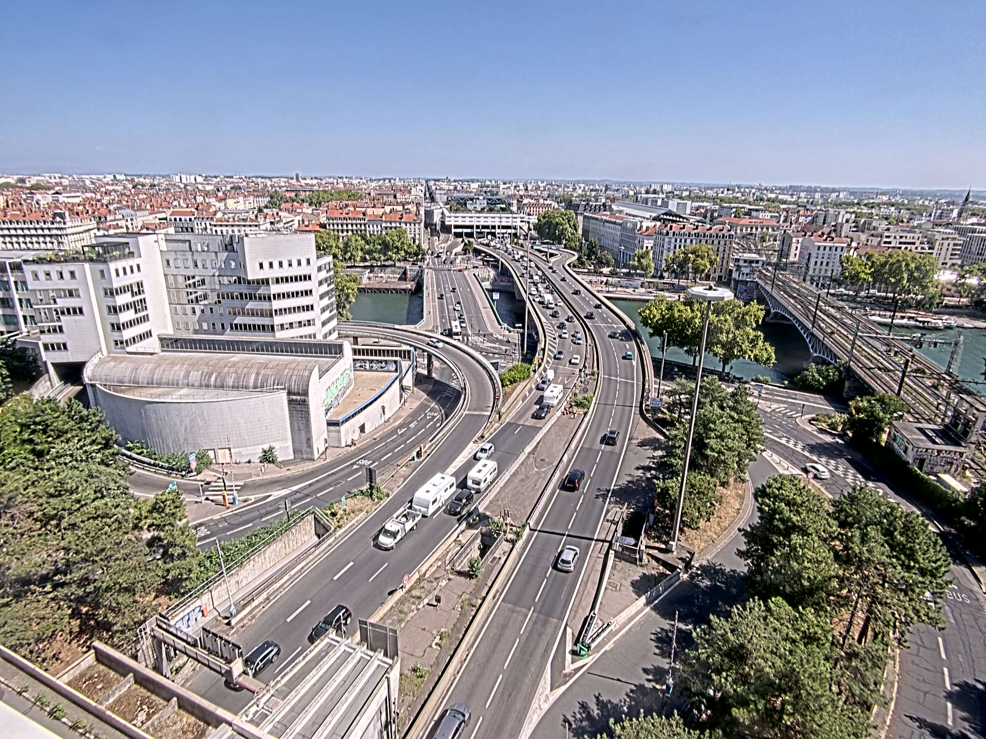 Caméra autoroute à Lyon Perrache à l'entrée Sud du Tunnel sous Fourvière, en direction de Marseille