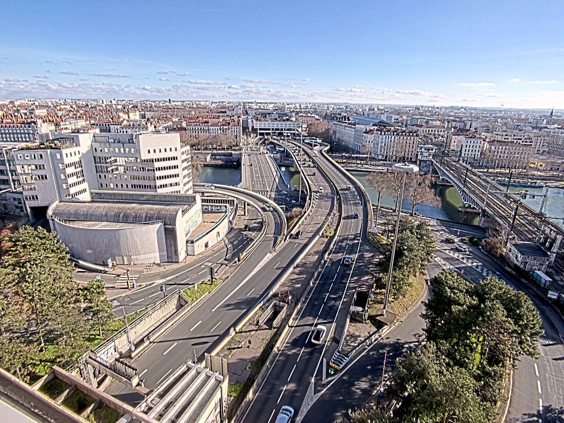 Caméra autoroute à Lyon Perrache à l'entrée Sud du Tunnel sous Fourvière, en direction de Marseille