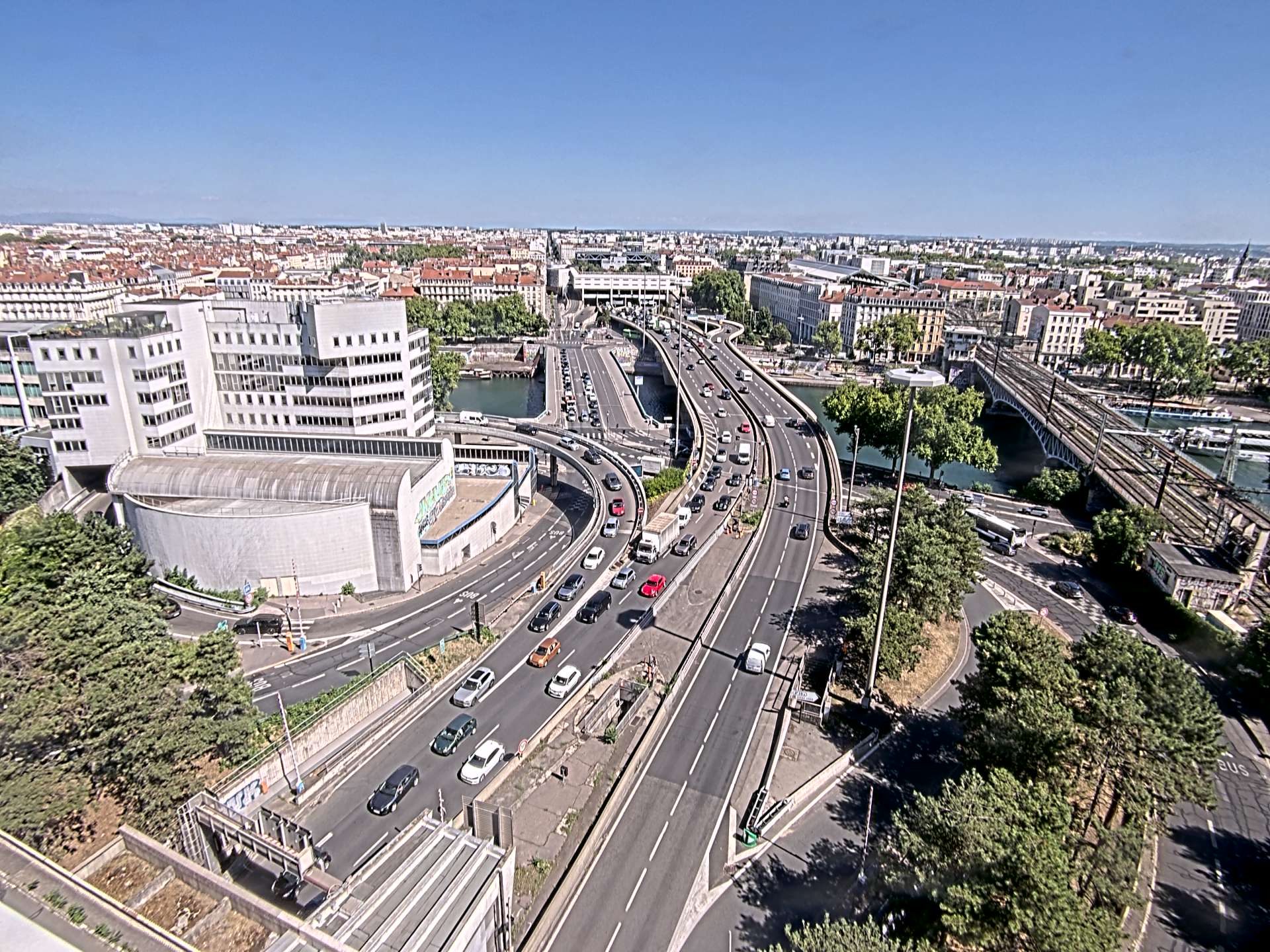 Caméra autoroute à Lyon Perrache à l'entrée Sud du Tunnel sous Fourvière, en direction de Marseille