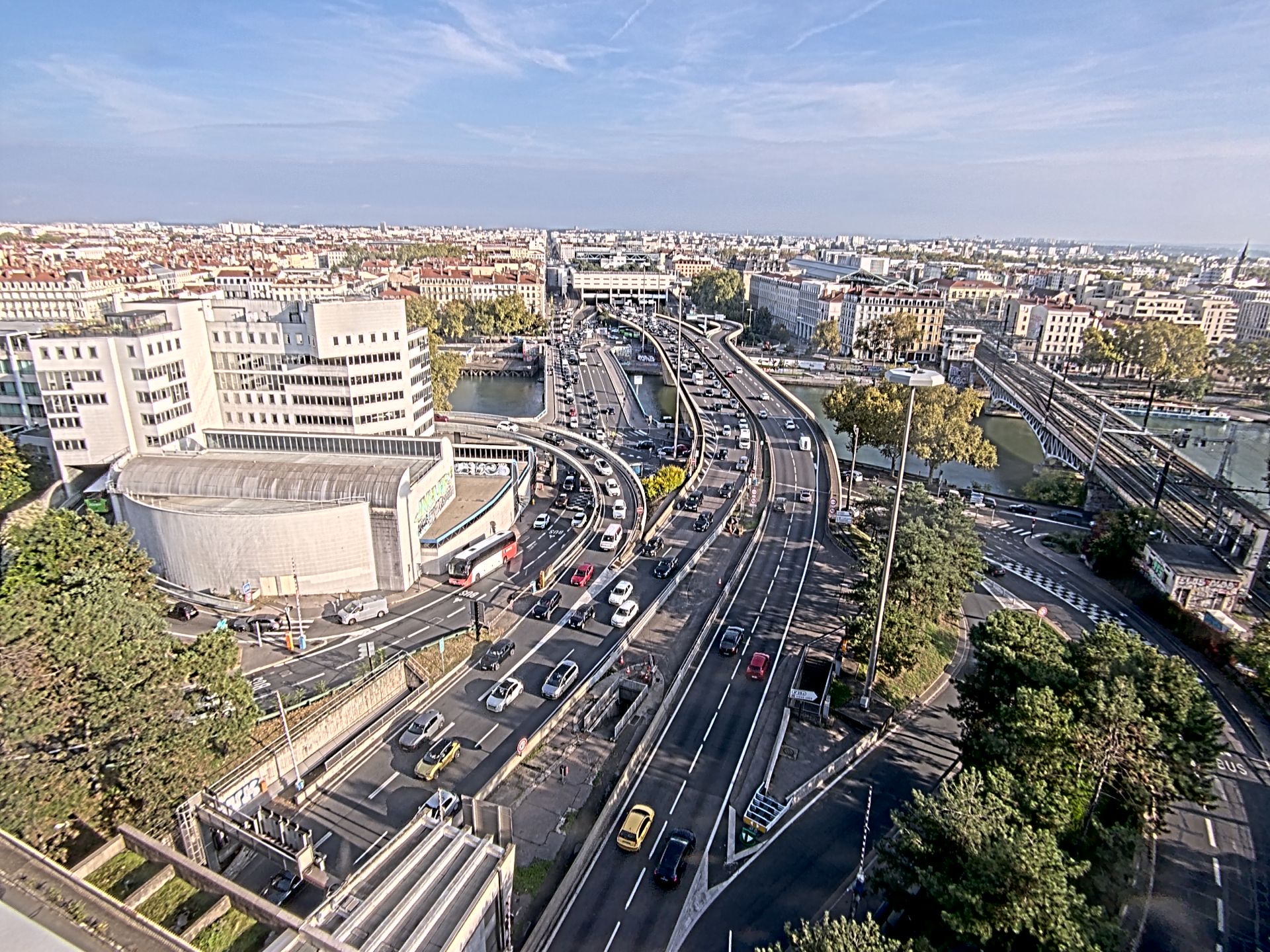 Caméra autoroute à Lyon Perrache à l'entrée Sud du Tunnel sous Fourvière, en direction de Marseille