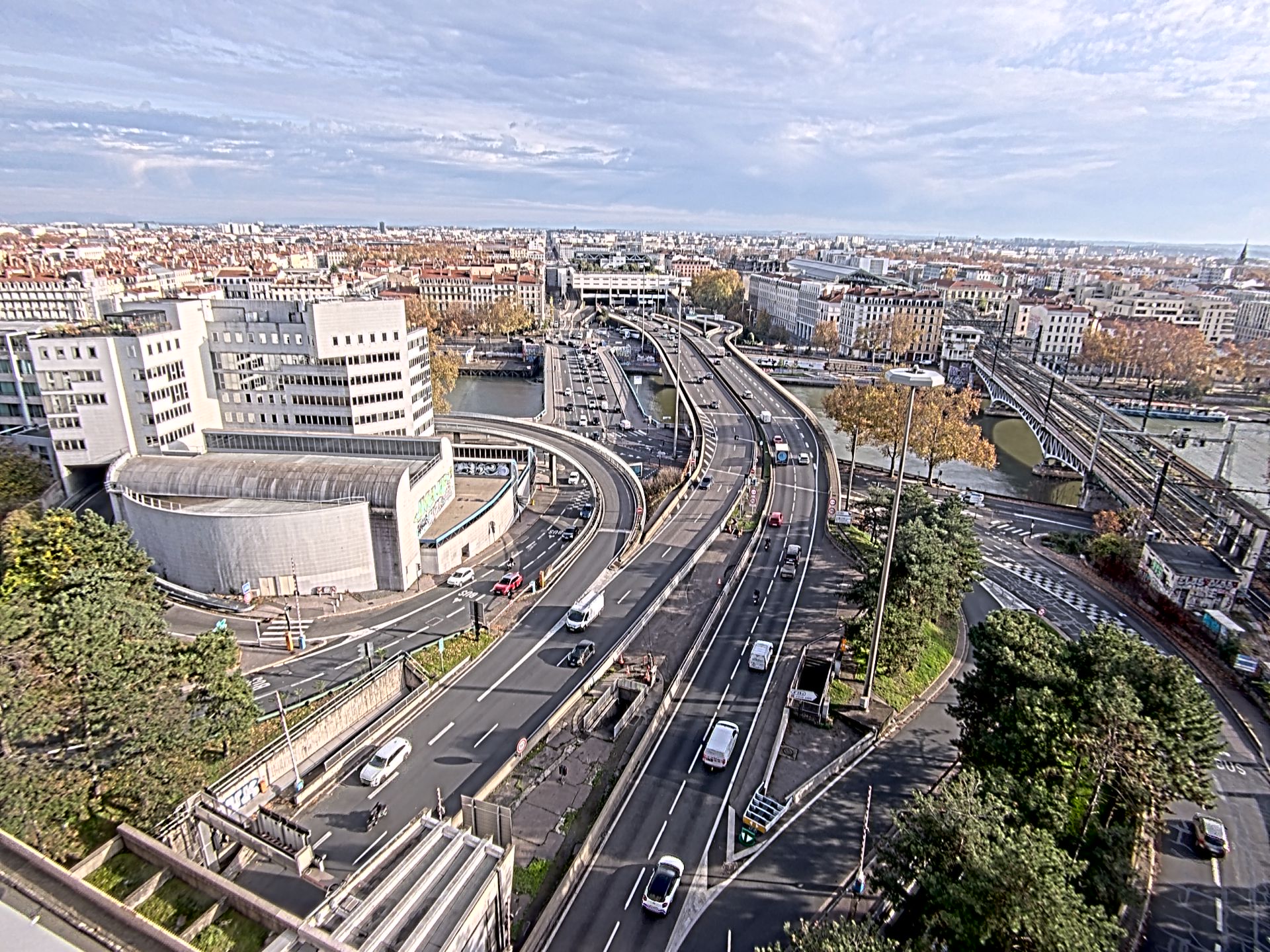 Caméra autoroute à Lyon Perrache à l'entrée Sud du Tunnel sous Fourvière, en direction de Marseille