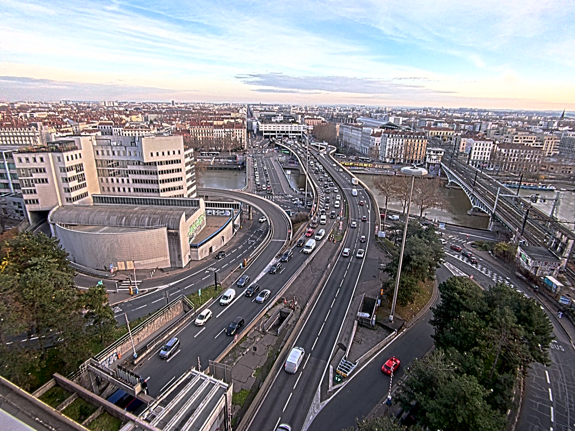 Caméra autoroute à Lyon Perrache à l'entrée Sud du Tunnel sous Fourvière, en direction de Marseille