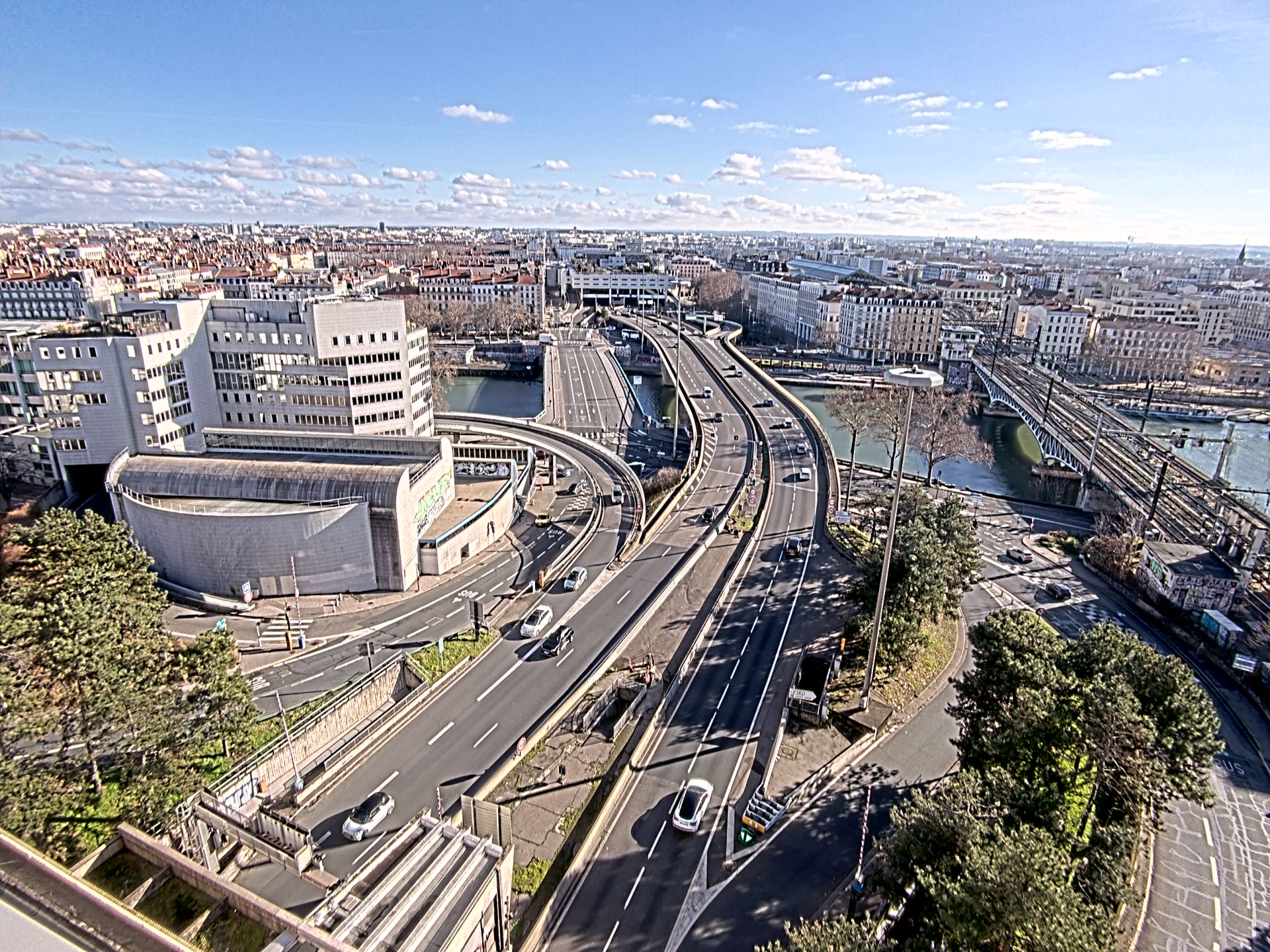 Caméra autoroute à Lyon Perrache à l'entrée Sud du Tunnel sous Fourvière, en direction de Marseille